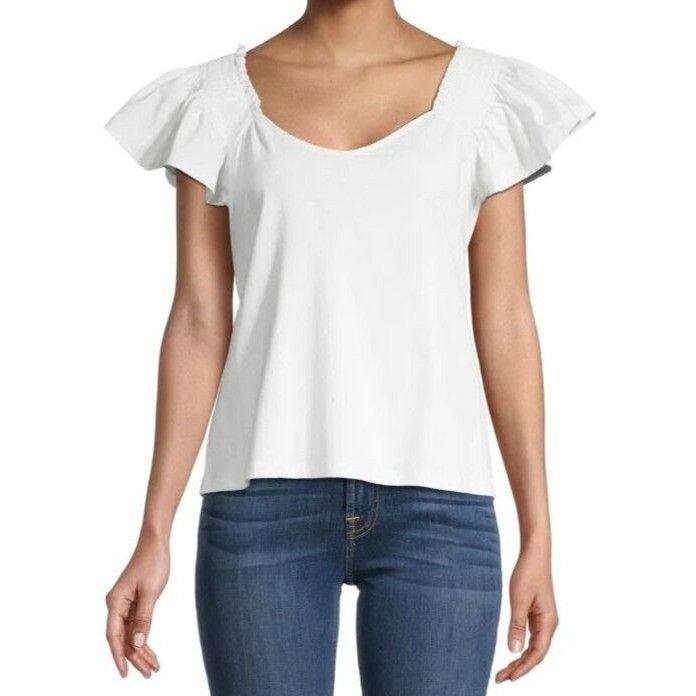 Other Catherine Malandrino Flutter-Sleeves Top, White, L Size L / US 10 / IT 46 - 2 Thumbnail