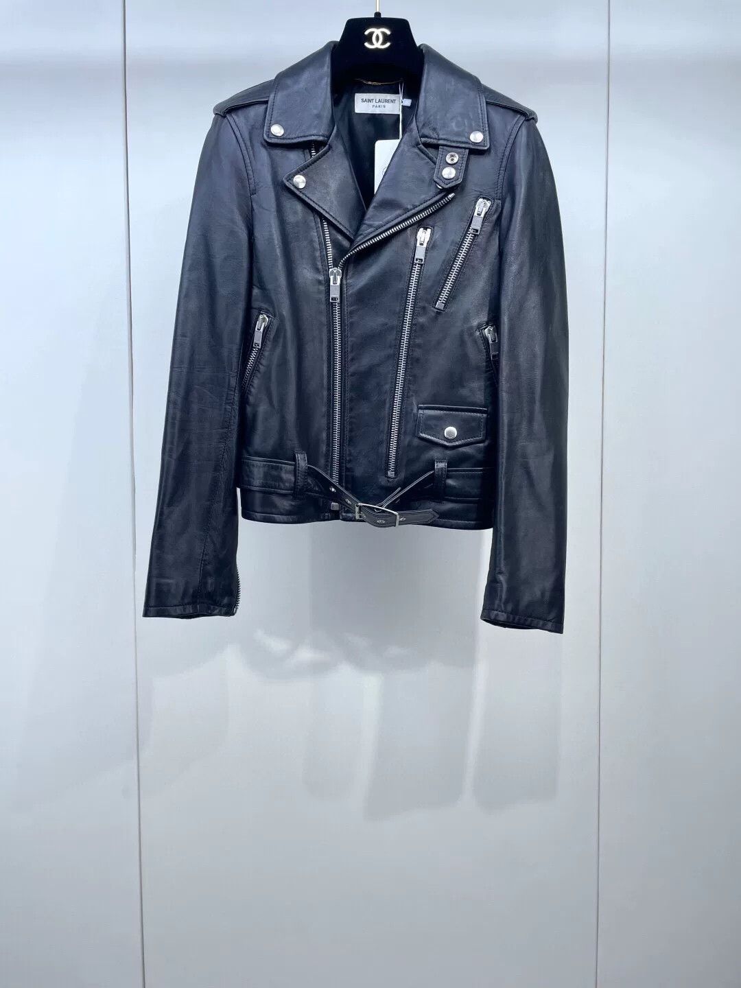 Saint Laurent Paris YSL Saint Laurent Black Biker Jacket Size XS / US 0-2 / IT 36-38 - 1 Thumbnail