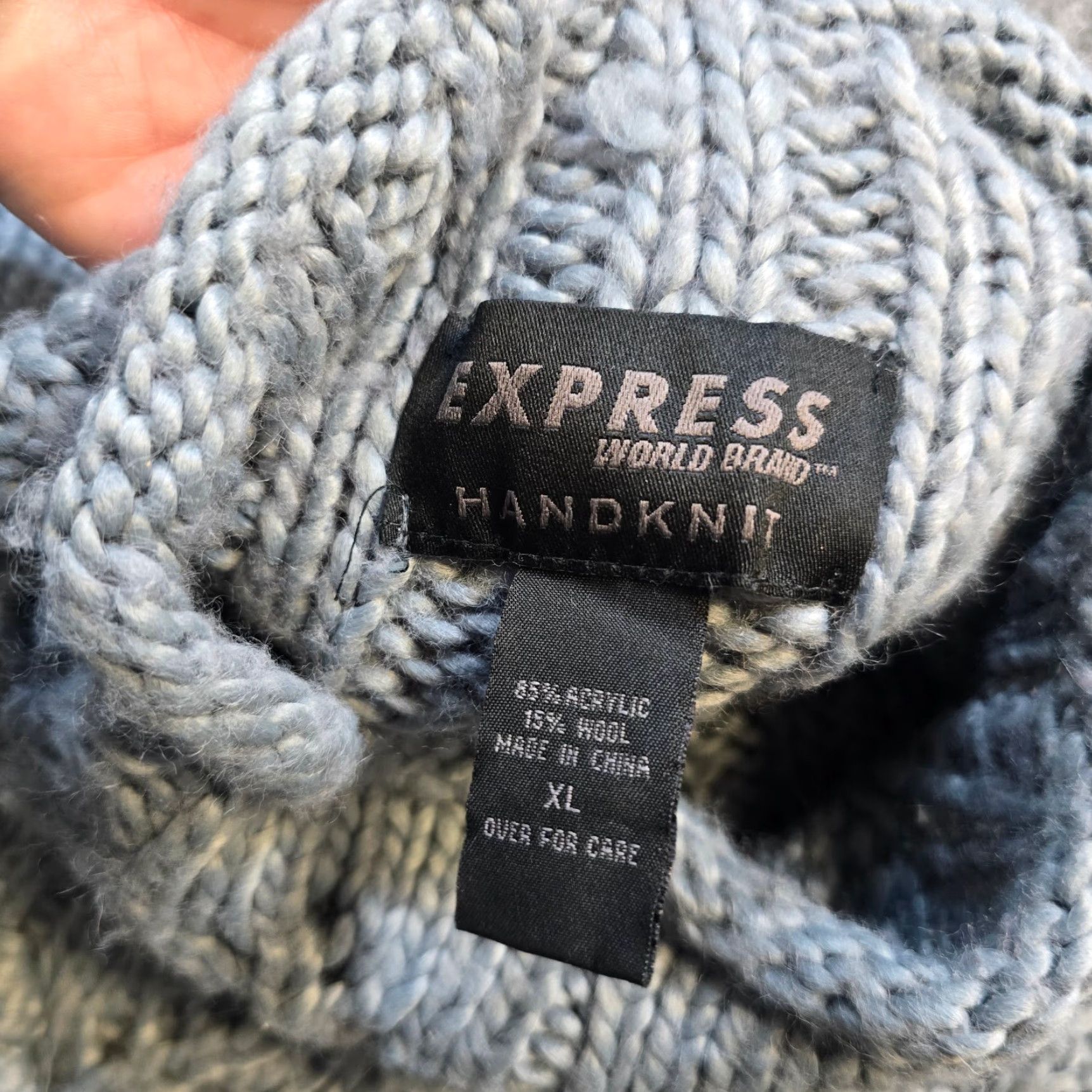 Express VINTAGE Express Sweater Womens XL Gray Wool Blend Cable Knit Fisherman Pullover Womens Size XL / US 12-14 / IT 48-50 - 4 Thumbnail
