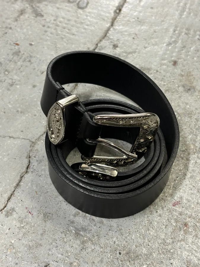Dsquared2 2010s Dsquared2 Black Leather Western Silver Ornamental Belt Size ONE SIZE - 10 Thumbnail