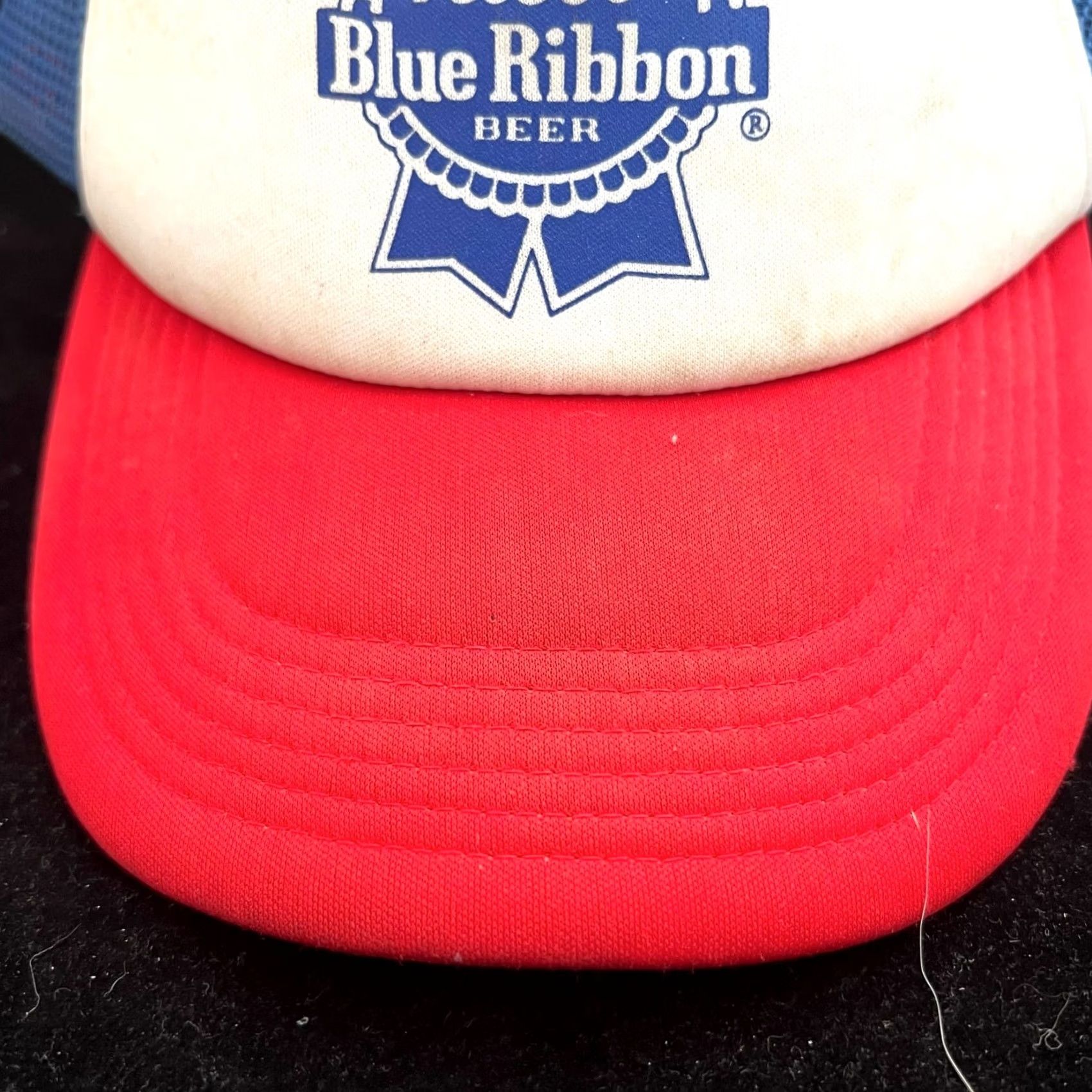 Vintage VINTAGE PABST BLUE RIBBON BEER TRUCKER HAT Red White Blue Snap Back Mens Size ONE SIZE - 3 Thumbnail