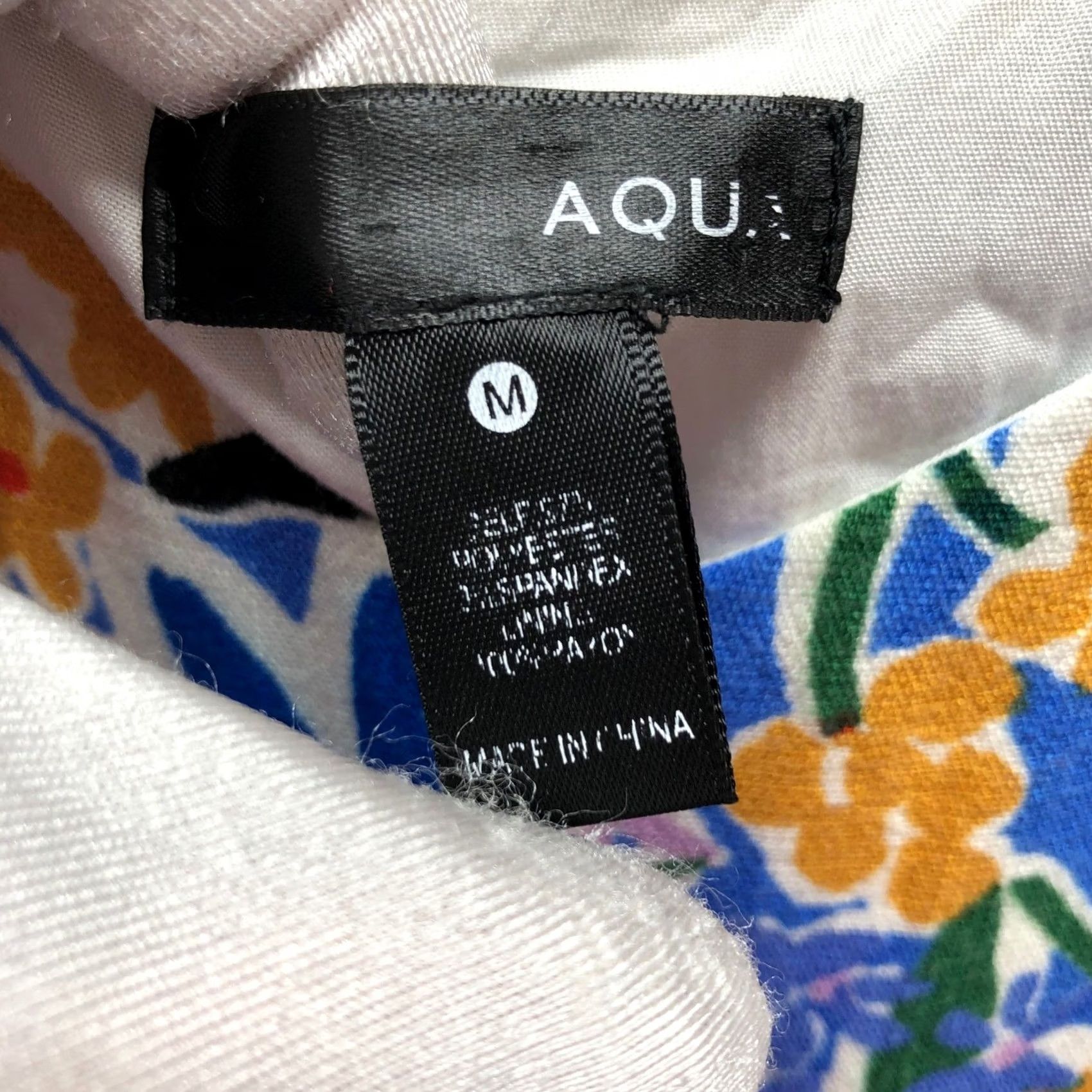 AQUA AQUA Floral Romper Womens M Blue Multicolor Flower Print Sleeveless V-Neck Zip Size 32" / US 10 / IT 46 - 3 Thumbnail