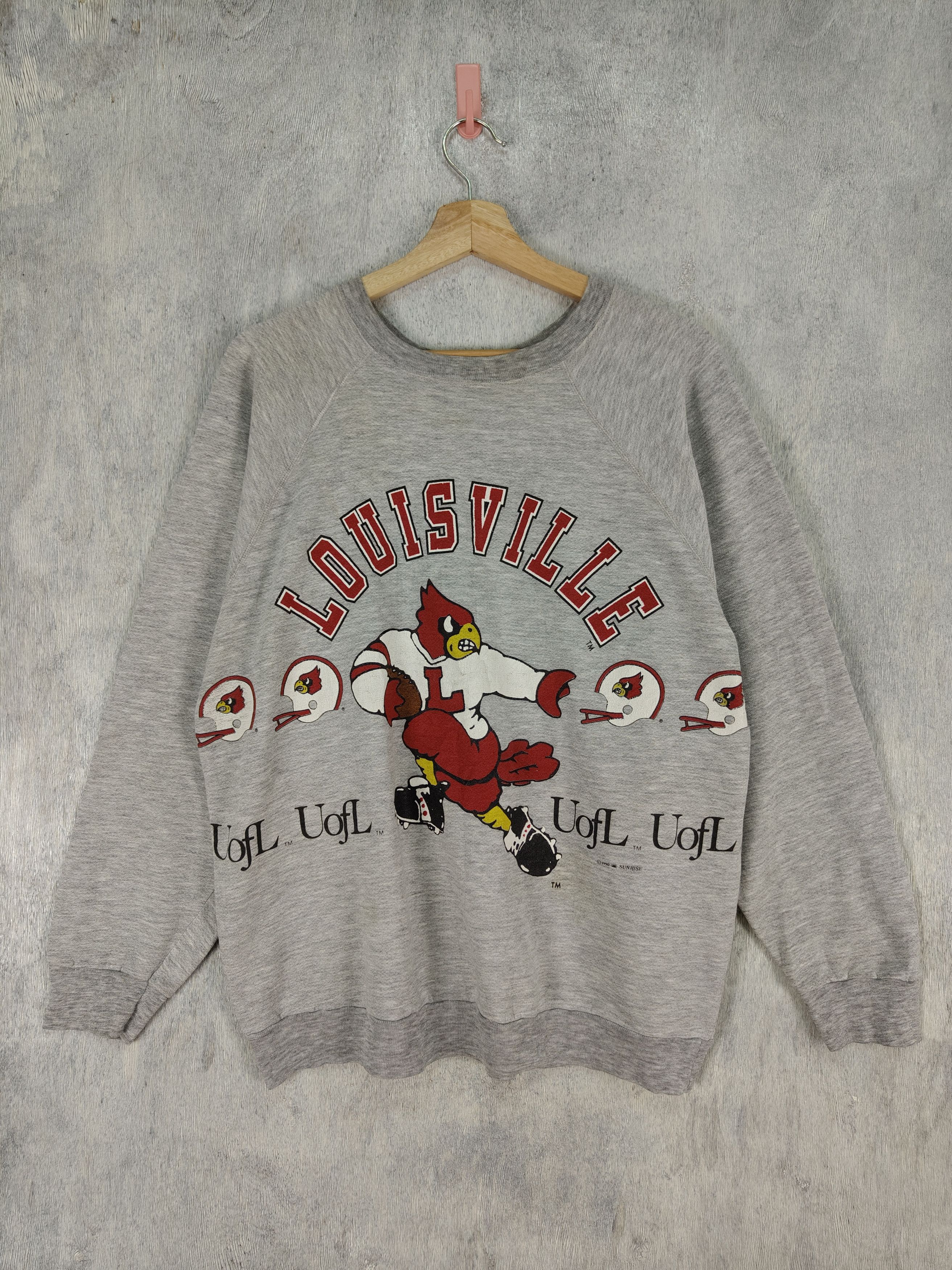 image of 1999 Louisville Cardinal Football Nfl Sweatshirt in Grey, Men's (Size XL)