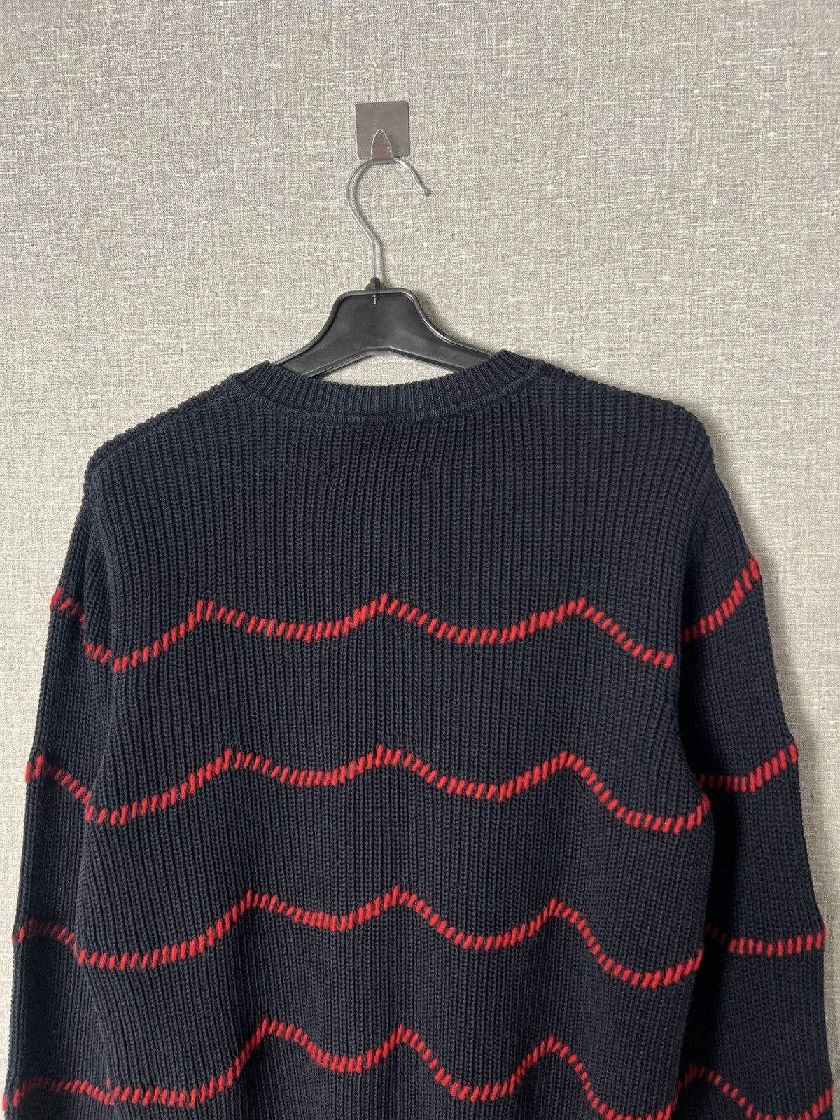 Maison Kitsune Maison Kitsune Crew Navy Sweater Red Wave Hand Embroidered Size M / US 6-8 / IT 42-44 - 10 Thumbnail