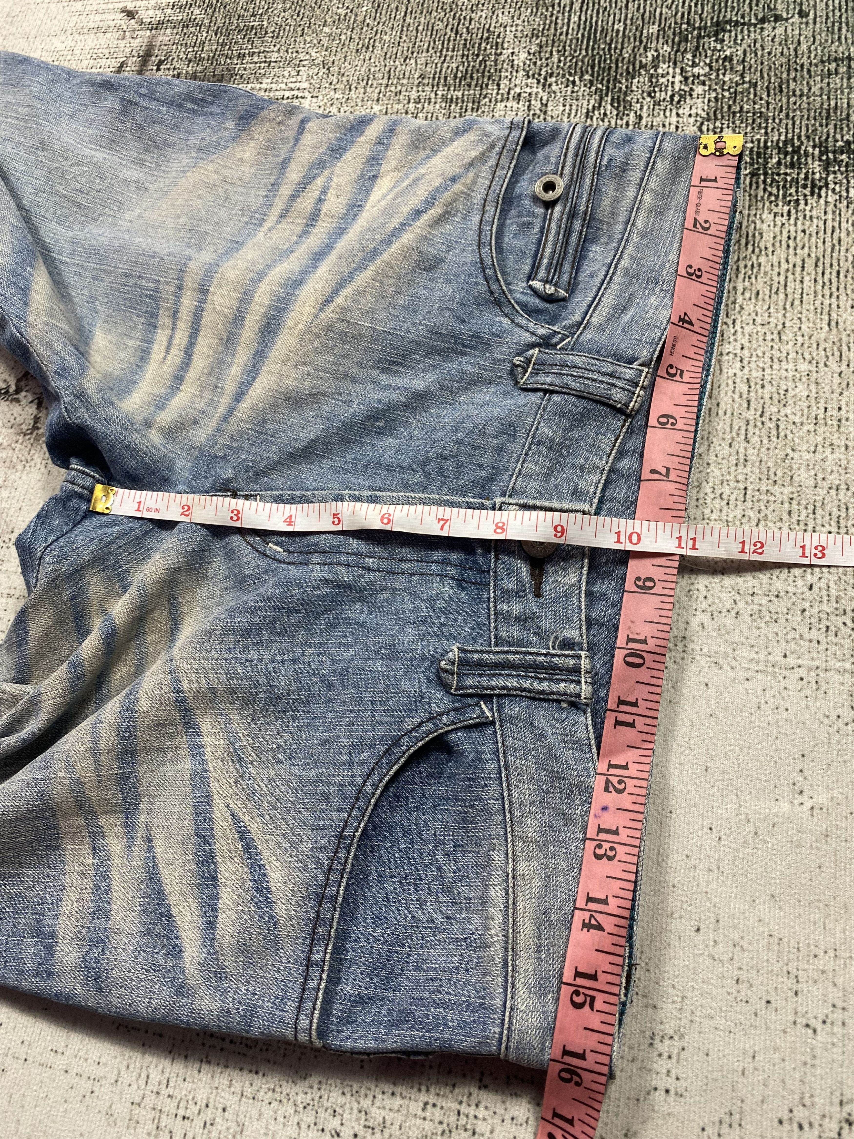Japanese Brand SICKS💥Japanese High Street Slim Bootcut Blue Fade Whiskers Size US 32 / EU 48 - 11 Thumbnail