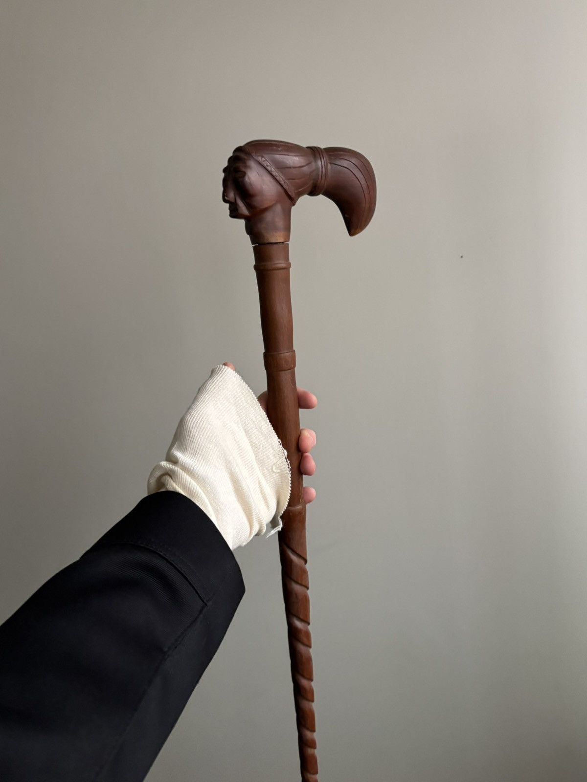 Sugar Cane × Vintage × Wood Wood Vintage Walking Stick Native Chief Indigenous Support Cane Size ONE SIZE - 14 Thumbnail