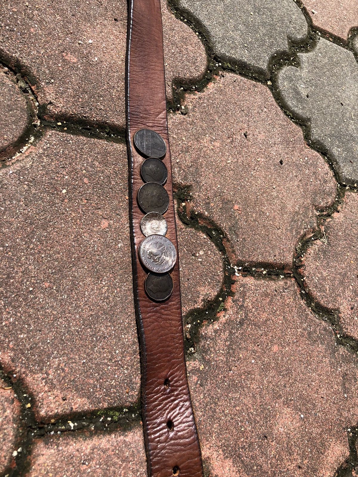 Tete Homme 💢Very Rare💢 Tete Homme Coin Leather Belt Size 34 - 6 Thumbnail
