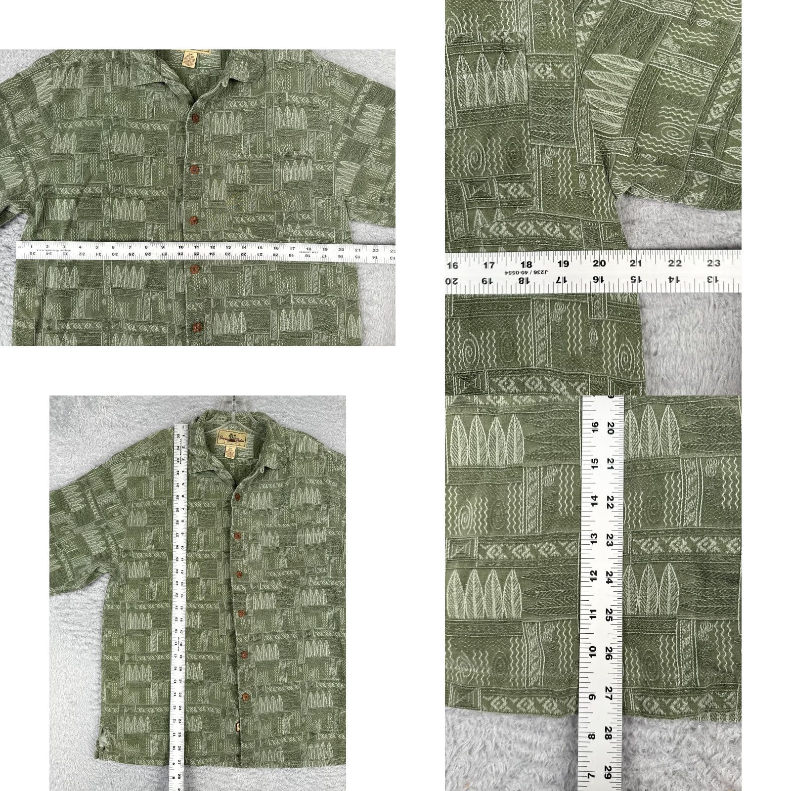 Vintage Seven Palm Shirt Men Small Green Surfboard Geometric Hawaiian Up 100% Silk Size US S / EU 44-46 / 1 - 8 Thumbnail
