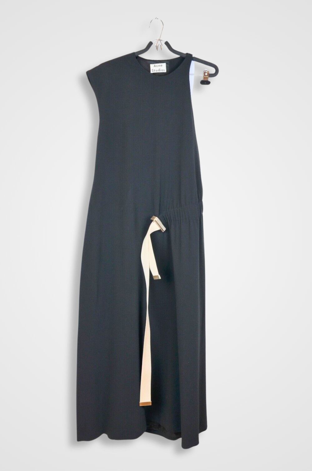 Acne Studios Asymmetric Black Maxi Dress Belted - Size 38