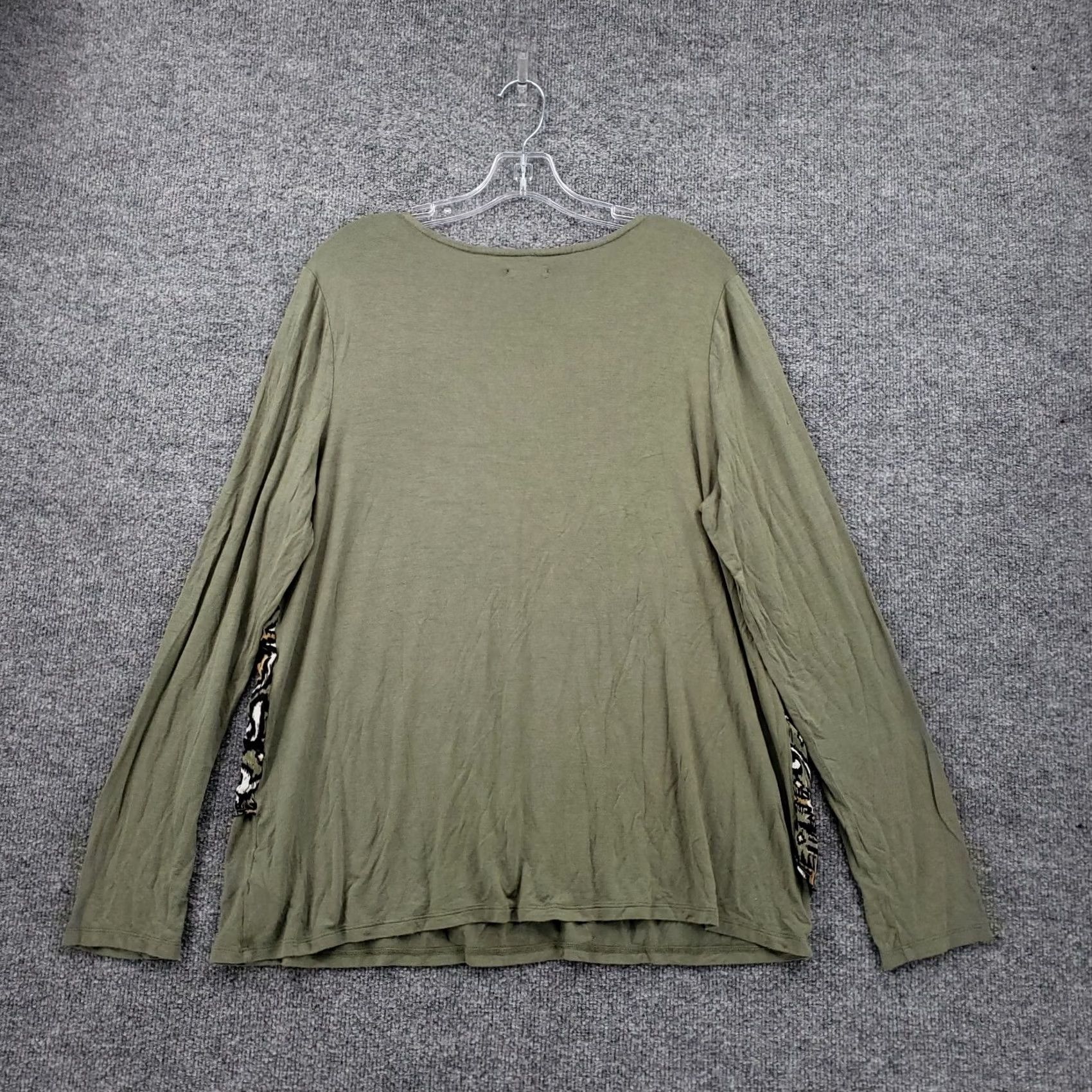 Vintage New Directions Womens L Large Green Paisely V Neck Blouse Shirt Long Sleeve Size L / US 10 / IT 46 - 2 Thumbnail