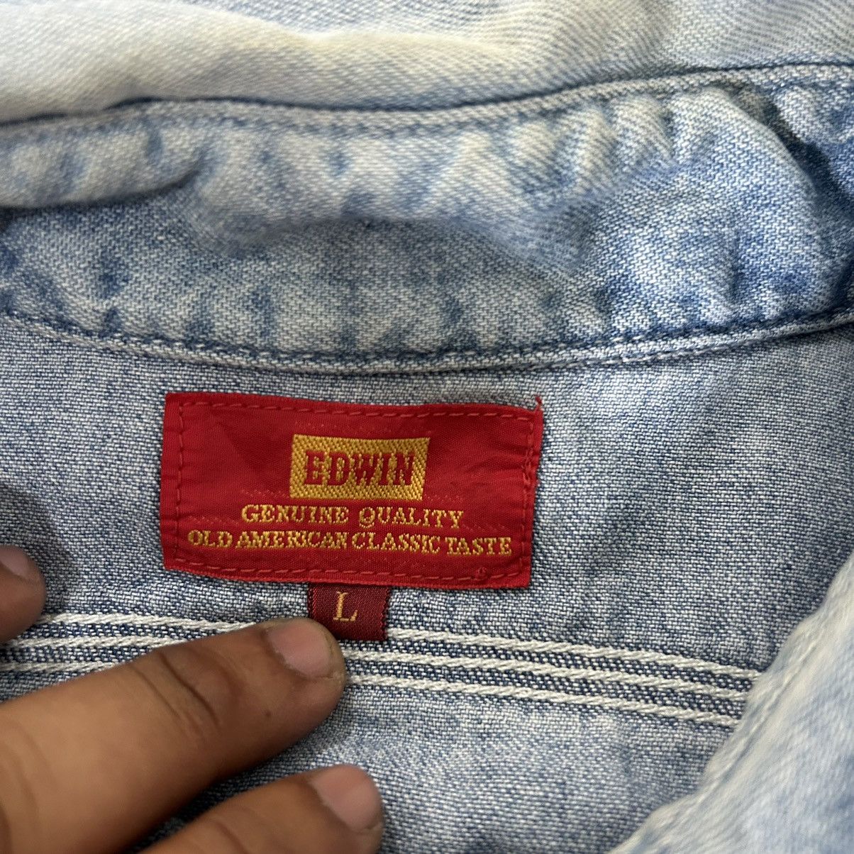 Edwin Vintage Edwin 90s Blue wash Denim Shirt Size US L / EU 52-54 / 3 - 11 Thumbnail