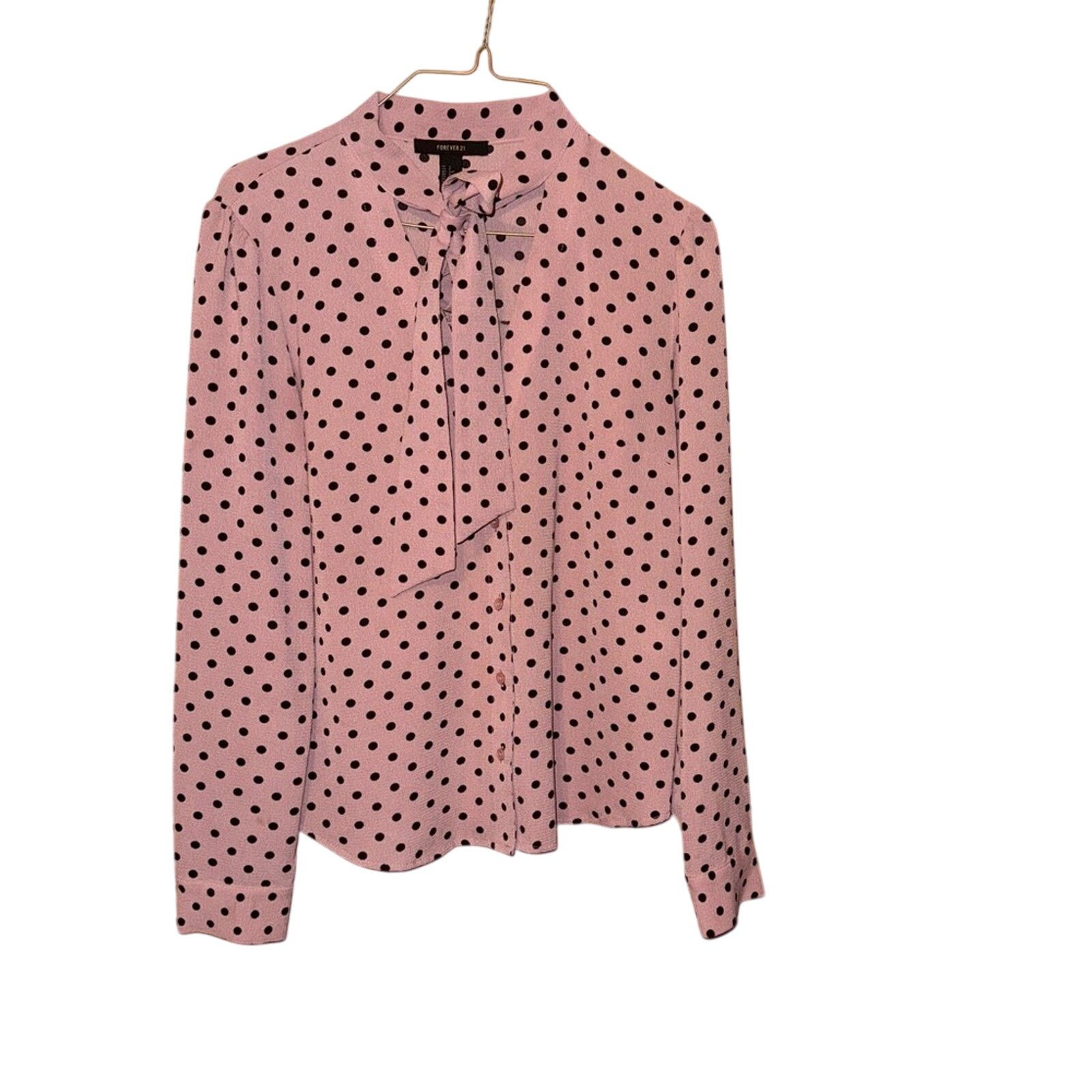 Forever 21 Forever 21 Size Small Polka Dot Blouse - Pink and Black Size S / US 4 / IT 40 - 1 Thumbnail