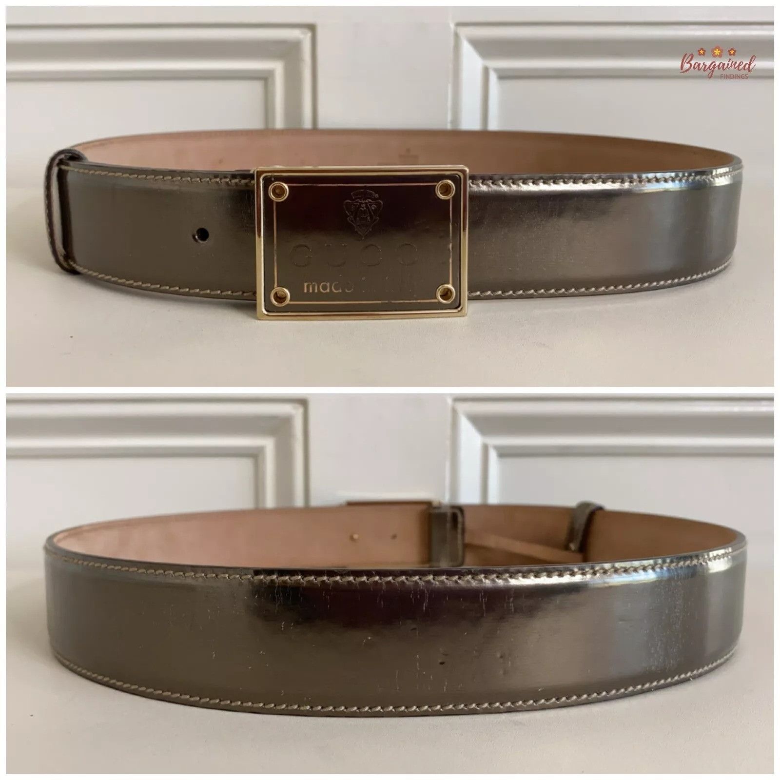 Gucci Gucci Metallic Leather Hysteria Square Buckle Belt 32 Size 32 - 6 Thumbnail