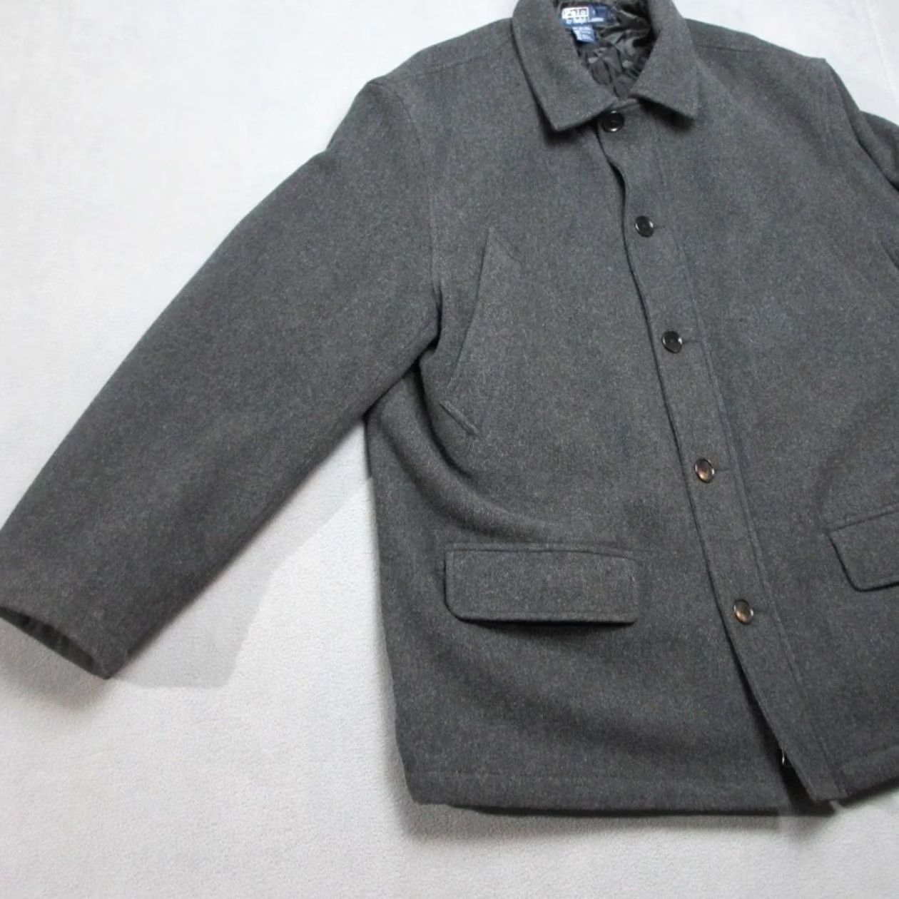 Polo Ralph Lauren Polo Ralph Lauren Car Coat Mens XL Gray Wool Blend Quilted Lined Button Front Size US XL / EU 56 / 4 - 2 Thumbnail