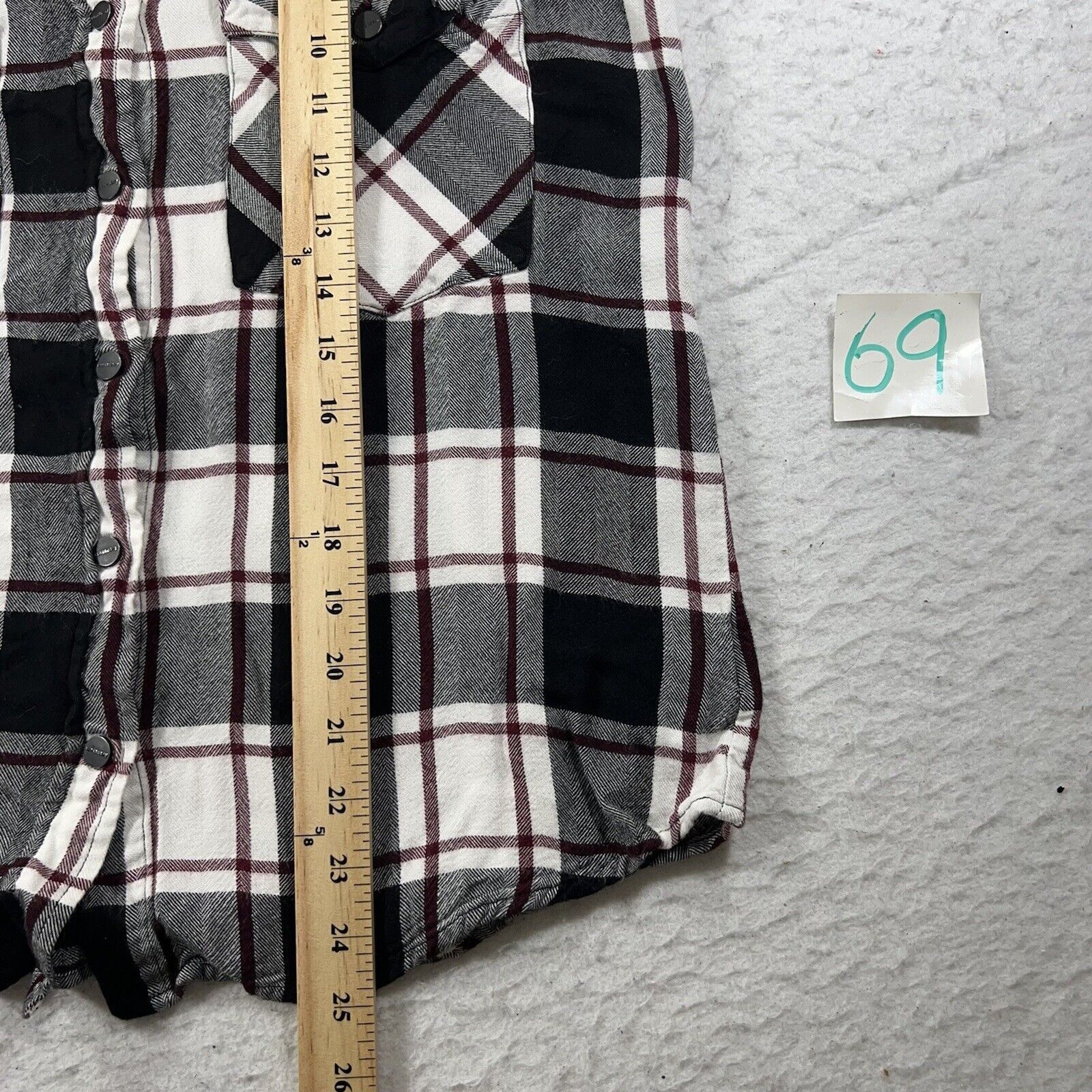 Other Sanctuary Boyfriend Style Snap Red Black Plaid Flannel Shirt Size S / US 4 / IT 40 - 7 Thumbnail