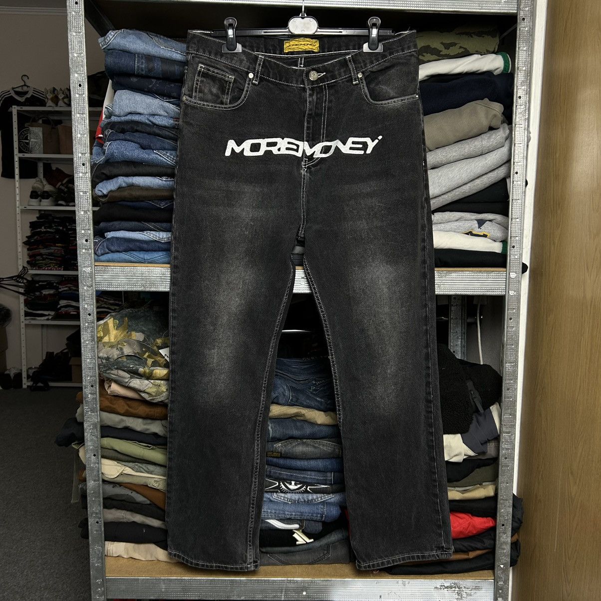 Other Mens MoreMoney More Love big logo black denim jeans Size US 32 / EU 48 - 1 Thumbnail