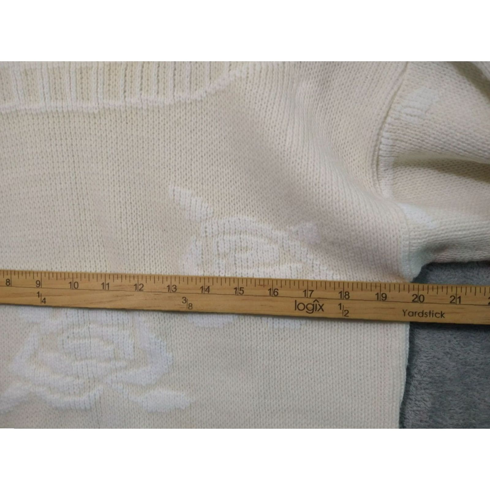 Vintage VINTAGE College Point Sweater Womens Large Cream Floral Rose Coquette Grandma 80s Pullover Crew Neck Long Sleeve Knit Top Beige -я Size L / US 10 / IT 46 - 4 Thumbnail