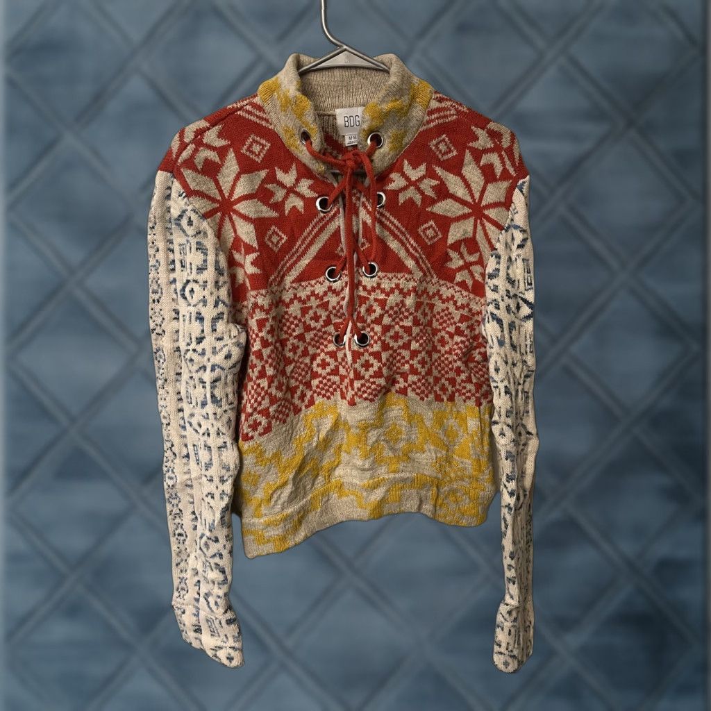 Bdg BDG Ski Sweater Lace-Up Red Yellow And Blue Medium Size M / US 6-8 / IT 42-44 - 1 Thumbnail