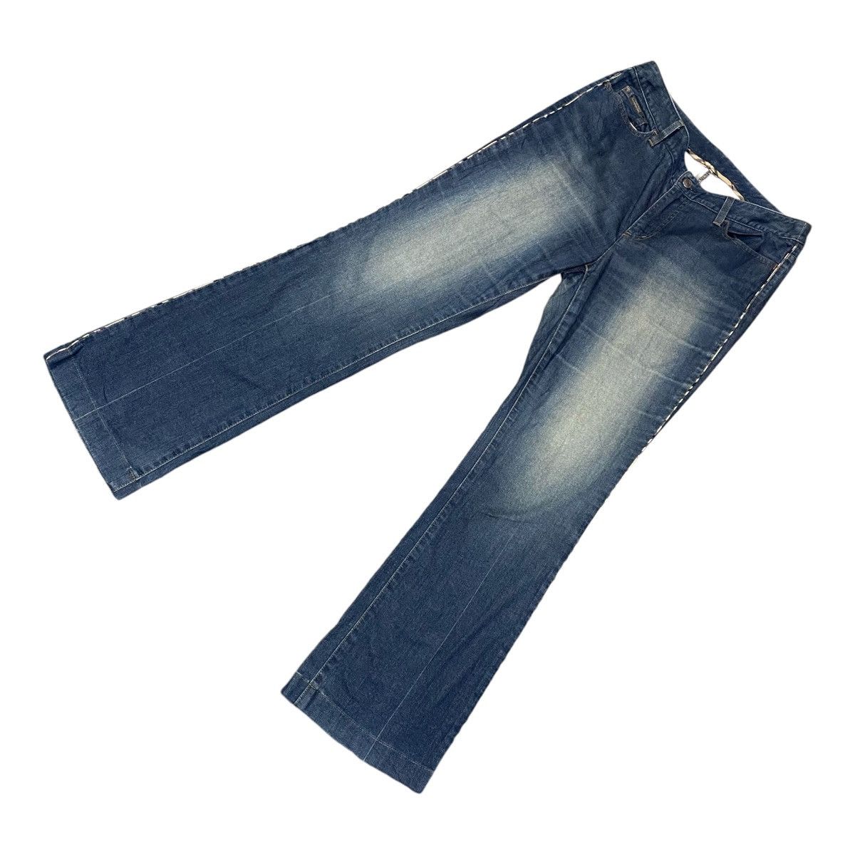 Burberry × Jean × Vintage Burberry Distressed Bootcut Jeans Size 33" - 3 Thumbnail
