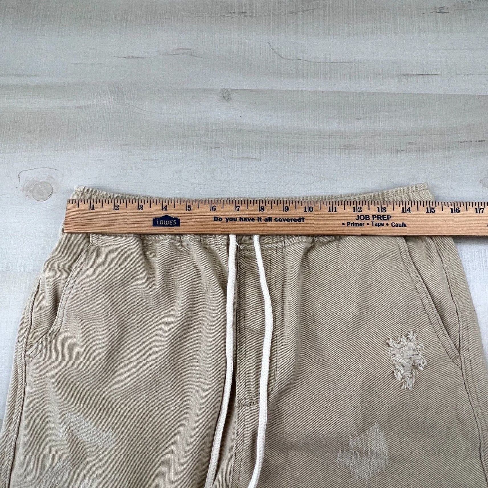 Vintage Mora Women's Distressed Denim Jeans Large Khaki Elastic Waist High Rise Size 36" / US 14 / IT 50 - 5 Thumbnail