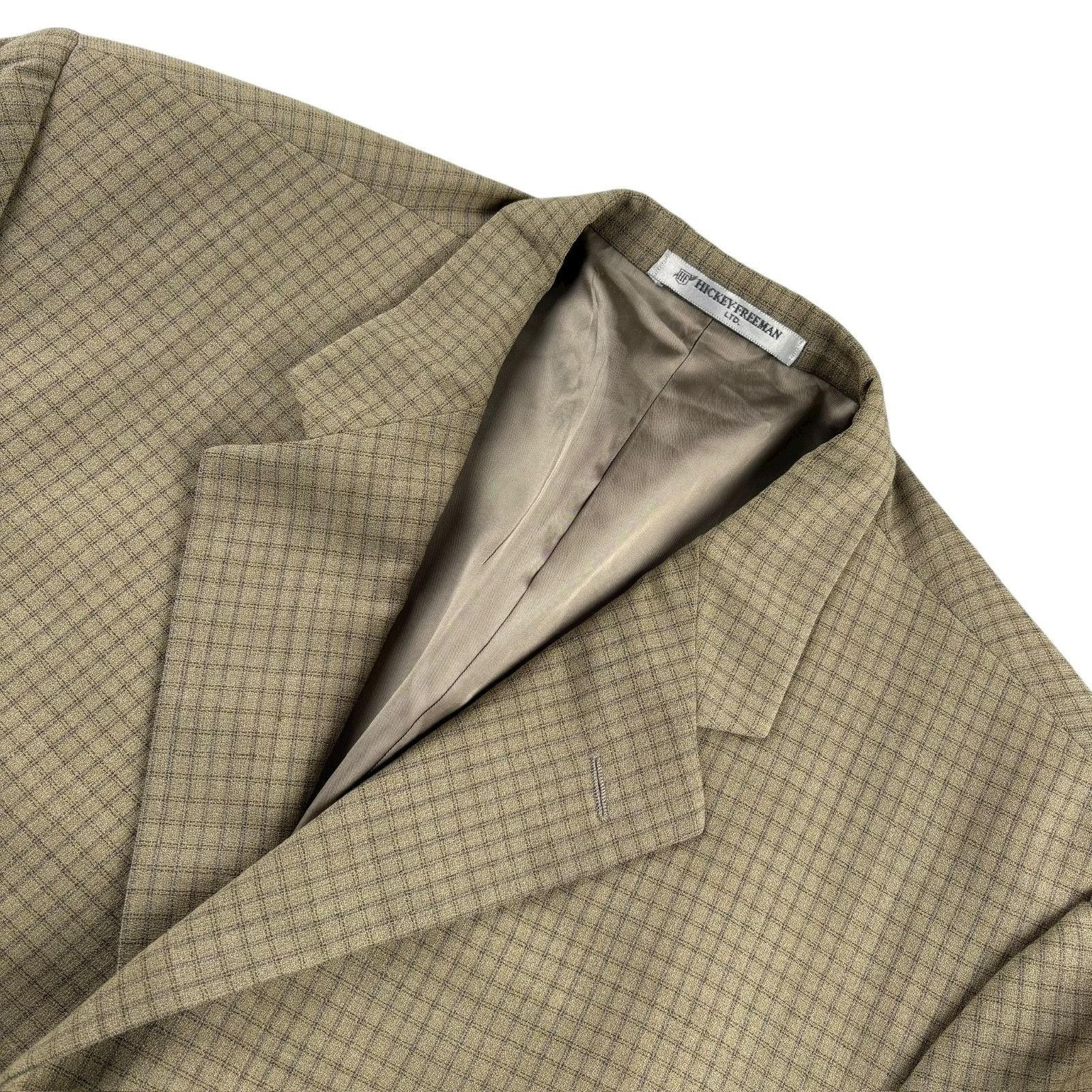 Hickey Freeman VTG Hickey Freeman Men’s 100% Wool Plaid Blazer Jacket Tan • Size 48L - 1 Thumbnail