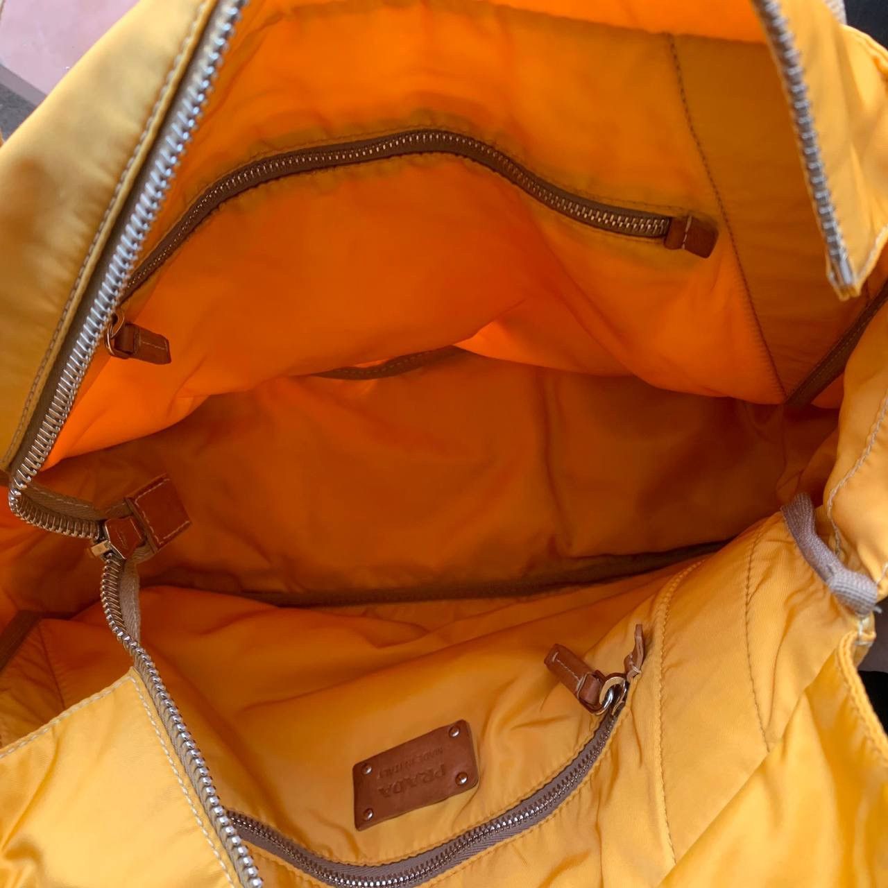 Prada Prada Nylon Side Logo Leather Yellow Tote Bag Size ONE SIZE - 8 Thumbnail