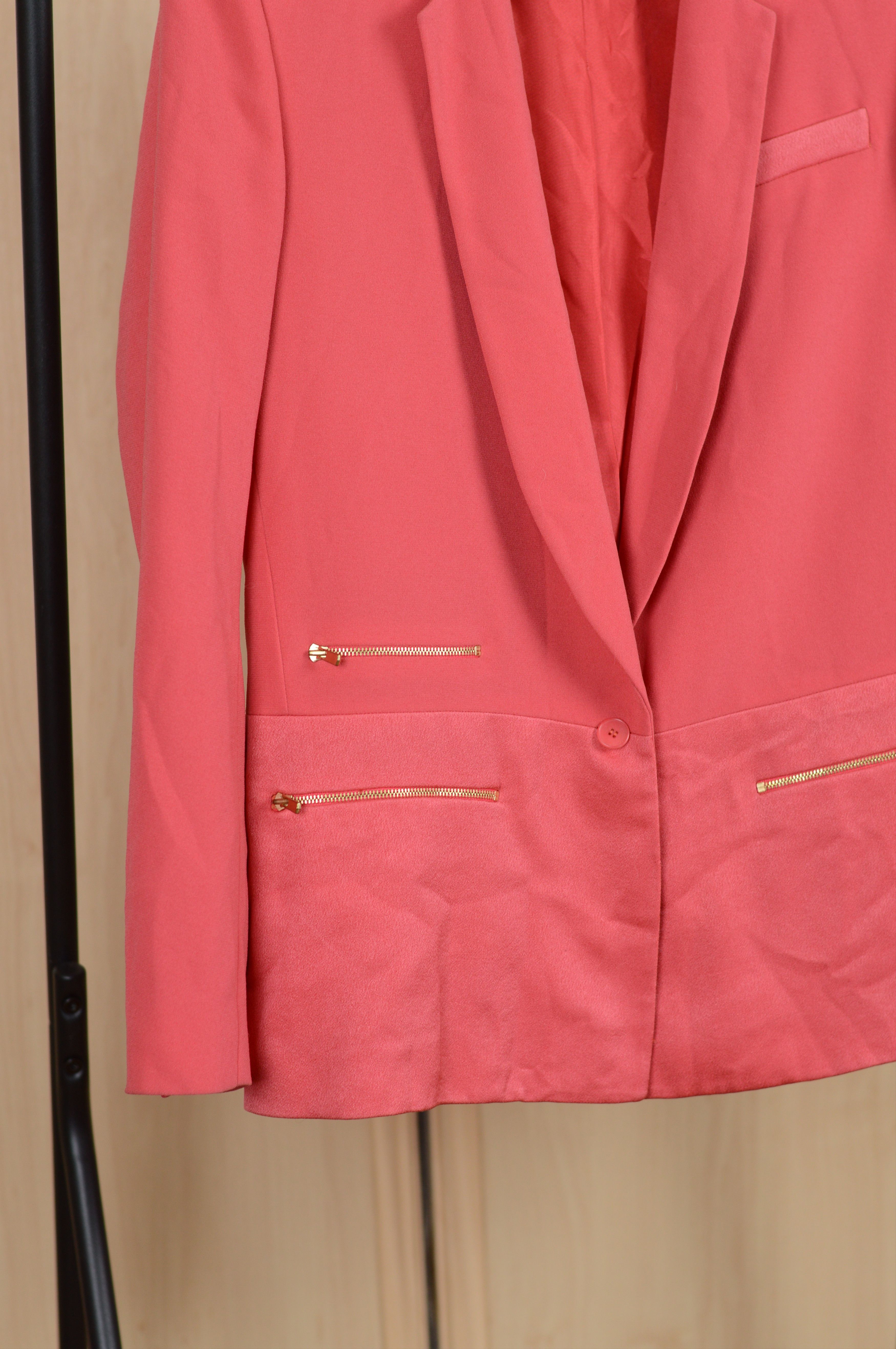 Maje Maje One Button Pink Blazer With Zippers Size XS / US 0-2 / IT 36-38 - 3 Thumbnail