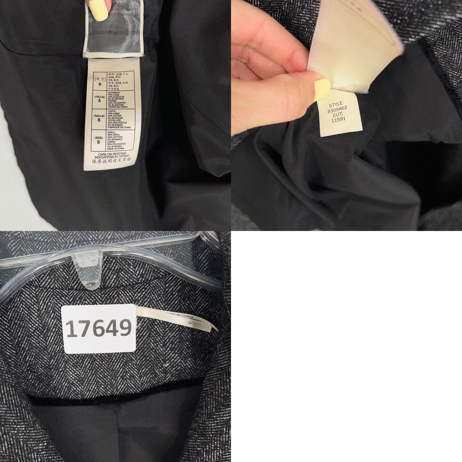 Vintage LEON MAX Coat Womens 6 Gray Herringbone Wool Blend Limited Edition Trench Pea Jacket Overcoat Size M / US 6-8 / IT 42-44 - 9 Thumbnail