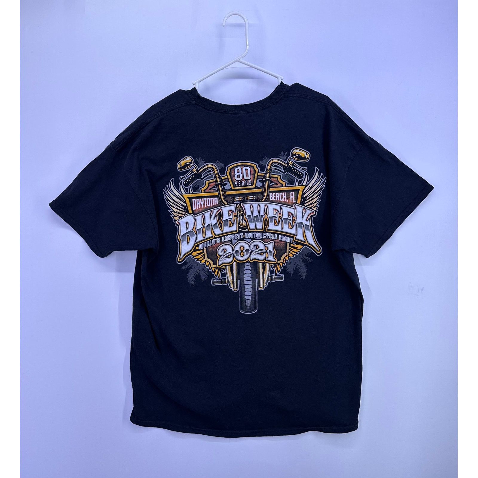 Gildan Bike Week Daytona Beach FL 2021 80 years Black shirt Size2XL Size US XXL / EU 58 / 5 - 6 Thumbnail