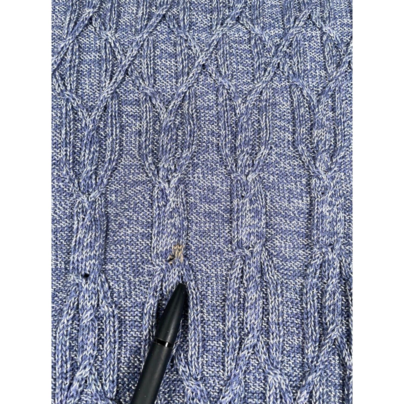 Vintage VINTAGE St. Croix Men's Sweater Pullover Cable Knit Crew Neck Adult Large Gray Blue Cotton Fall Winter Size US L / EU 52-54 / 3 - 3 Thumbnail