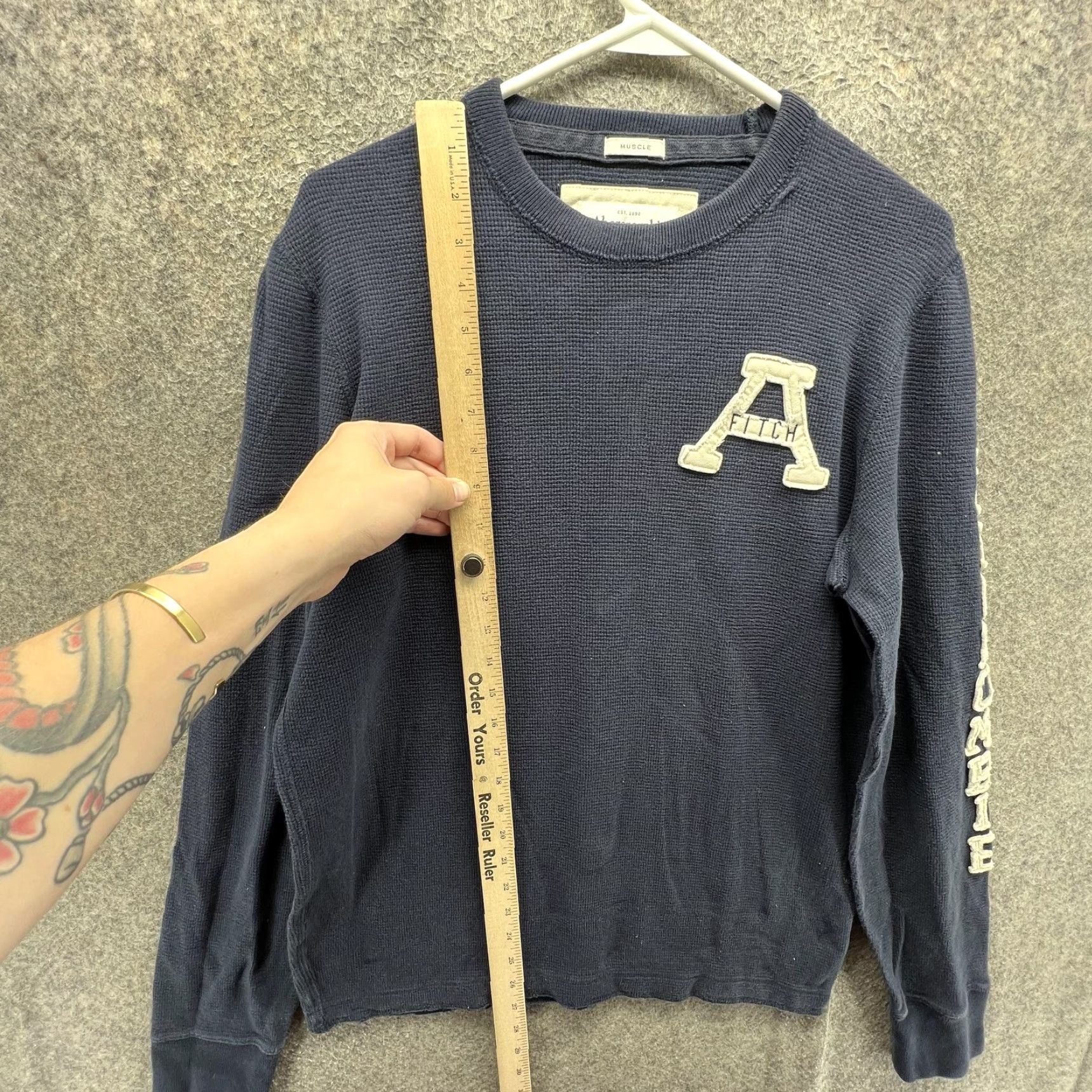 Abercrombie & Fitch Abercrombie & Fitch Shirt Mens L Blue Thermal Muscle A Logo Long Sleeve Size US L / EU 52-54 / 3 - 6 Thumbnail