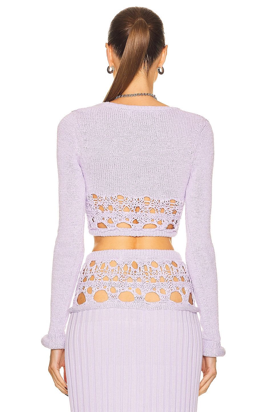 Christopher Esber Crochet Long Sleeve Crop Top Size XXS / US 00 / IT 34 - 5 Thumbnail