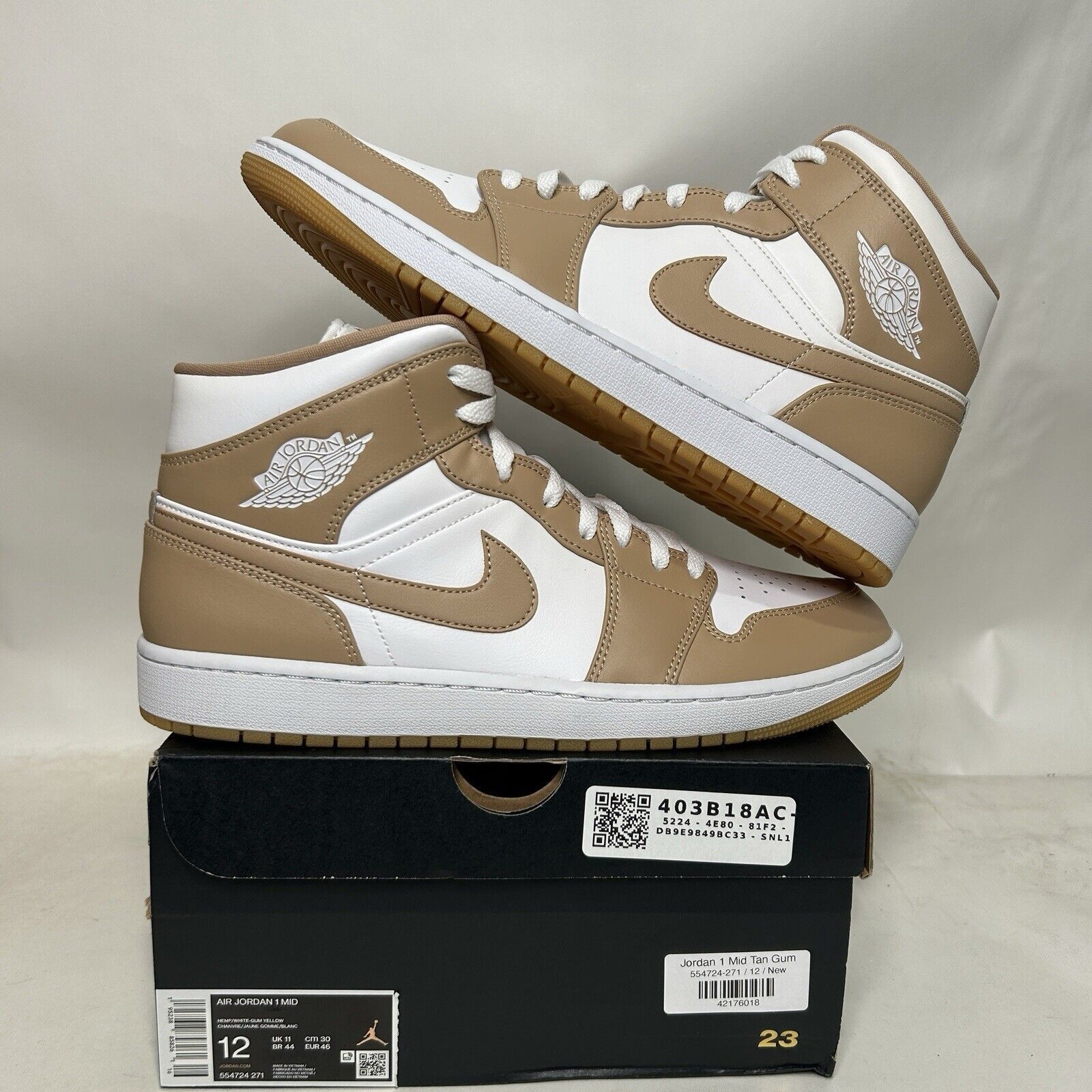 Jordan Brand Nike Shoes Air Jordan 1 Mid Retro “Hemp/Tan Gum” 2024 Size US 12 / EU 45 - 1 Thumbnail