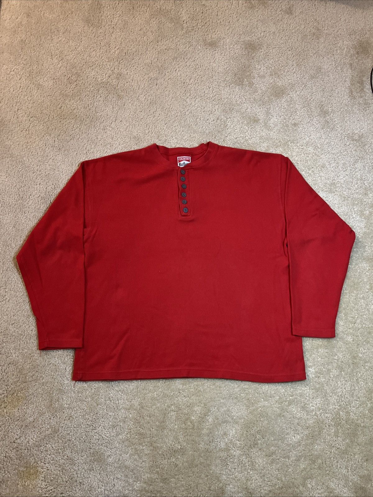 Marlboro Vintage Unlimited Marlboro Men's Long Sleeve Bright Red Size US XL / EU 56 / 4 - 1 Thumbnail