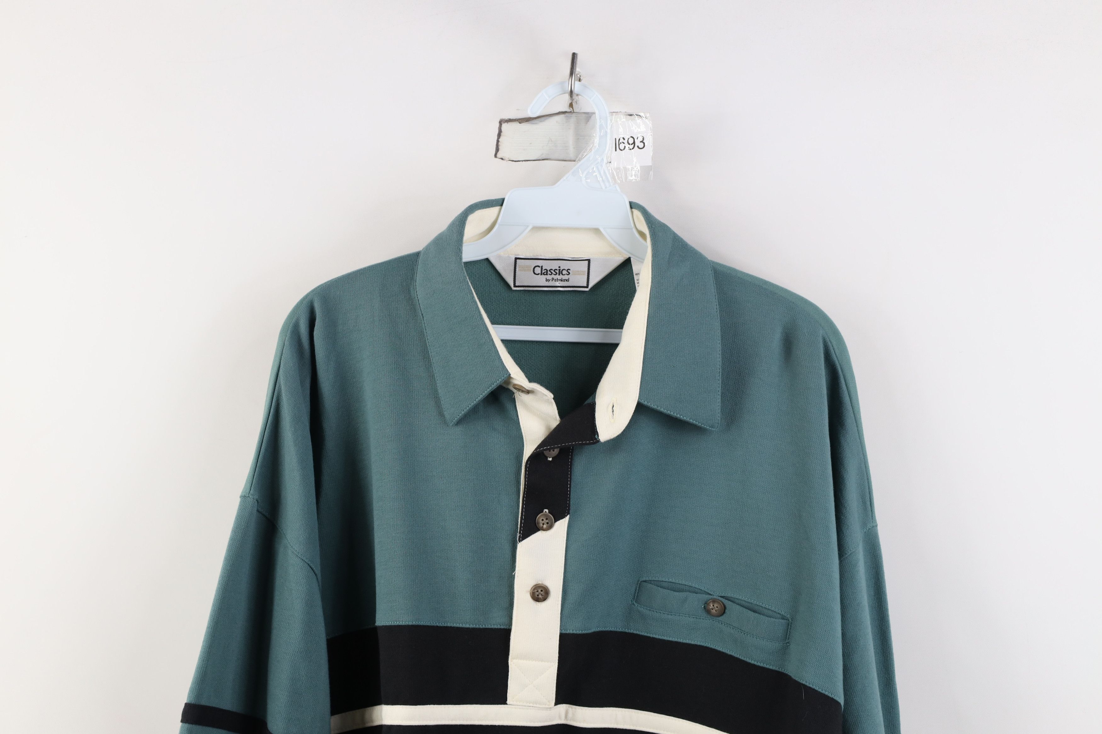 Vintage Vintage 90s Streetwear Block Pullover Long Sleeve Rugby Polo Size US XL / EU 56 / 4 - 2 Thumbnail