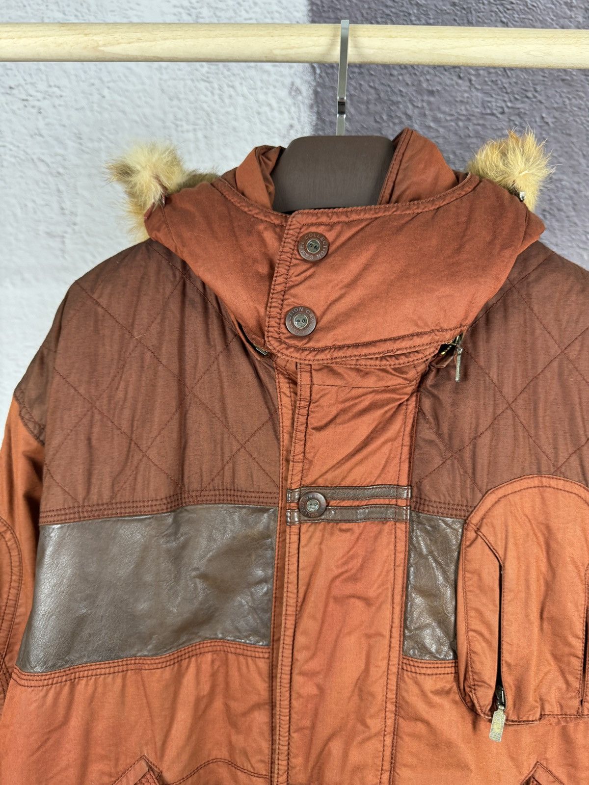 Camel Camel Collection vintage brick cotton leather winter jacket Size US L / EU 52-54 / 3 - 11 Thumbnail