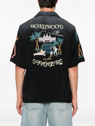 Amiri o1h1sh11225 Sinners Camp Shirt in Black Size US L / EU 52-54 / 3 - 3 Thumbnail