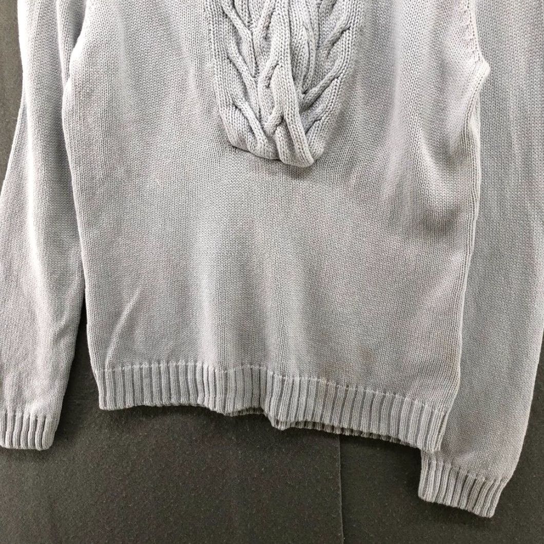 Ralph Lauren VINTAGE Lauren Ralph Lauren Shawl Collar Sweater Knit Dusty Gray Cotton Womens Medium M Blue Pullover V-Neck Long Sleeve Size M / US 6-8 / IT 42-44 - 5 Thumbnail