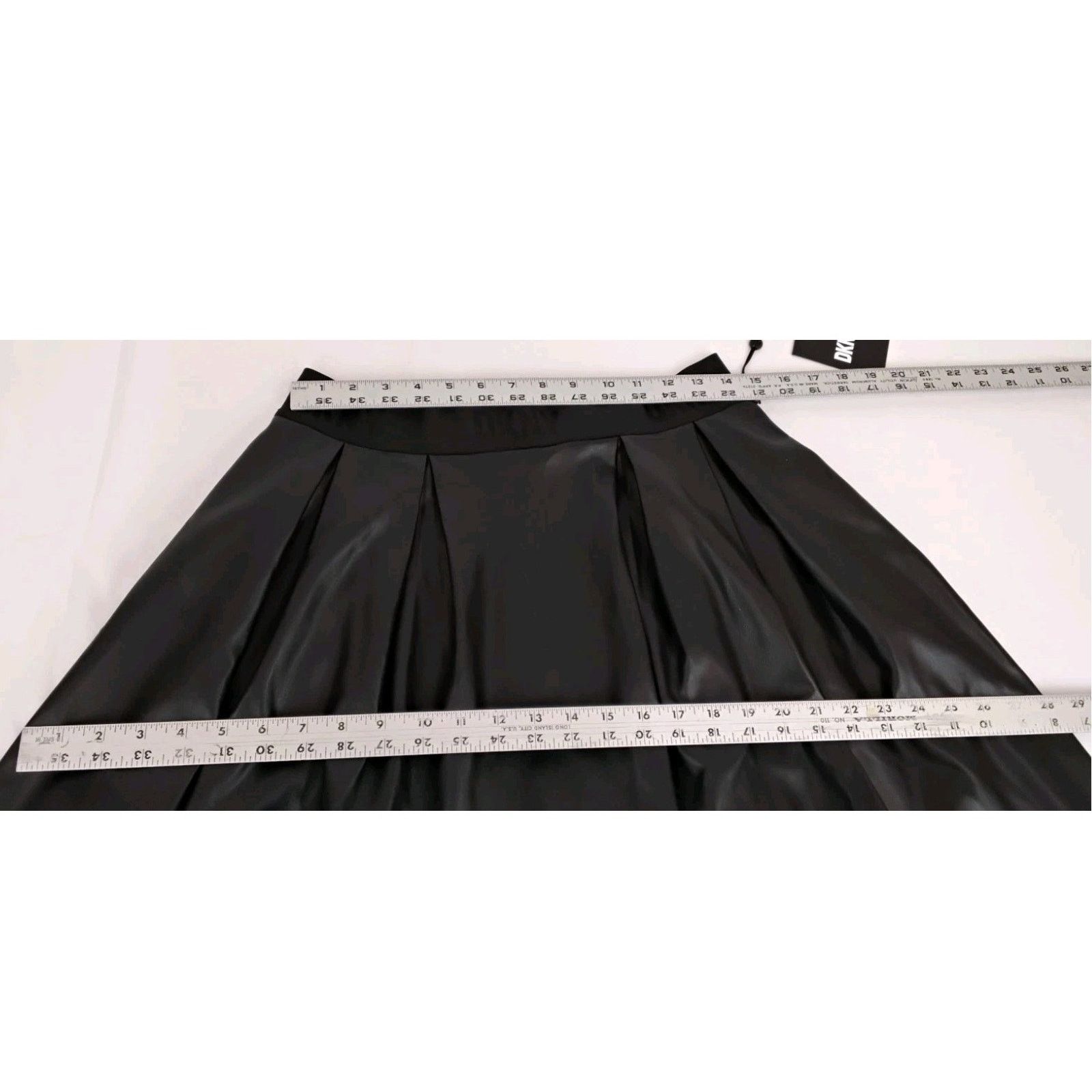 DKNY DKNY Pleather A-Line Skirt Women's M Black Pleats Midi NWT Size 32" / US 10 / IT 46 - 14 Thumbnail