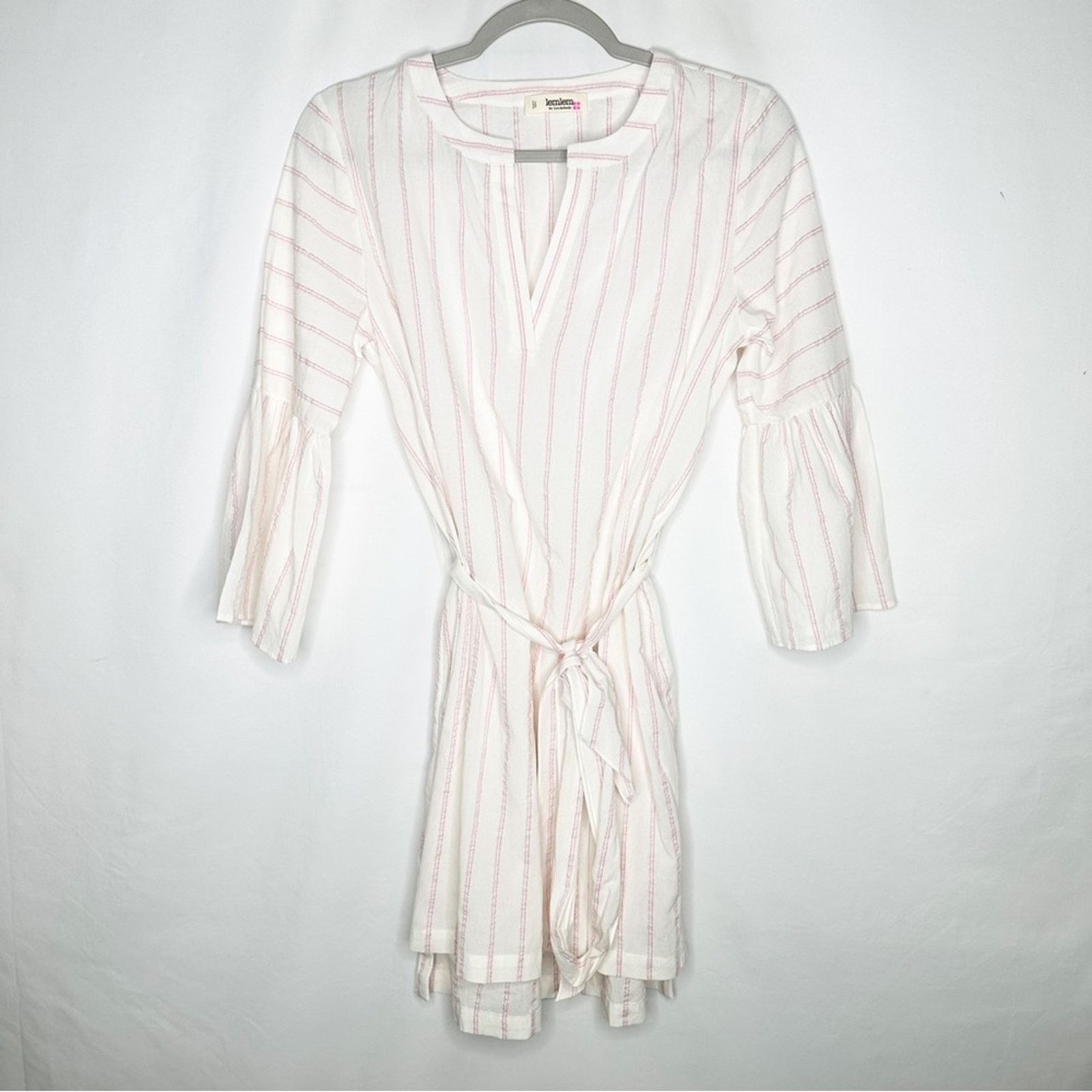 image of Lemlem Pink & White Striped Tunic Dress New In Medium, Women's