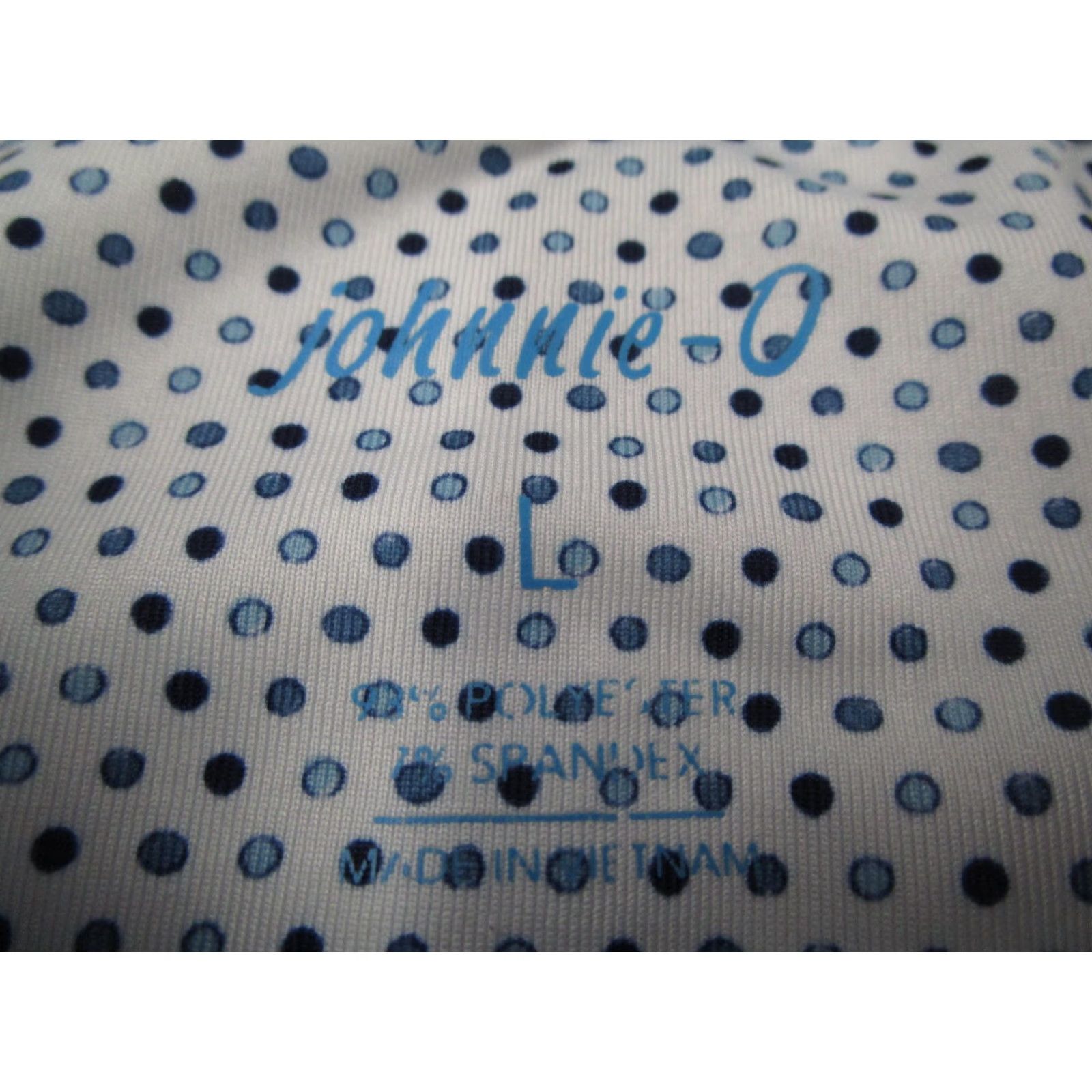 johnnie-O johnnie-O Polo Shirt Mens L White Blue Polka Dot Performance Golf PVGC 1924 Size US L / EU 52-54 / 3 - 3 Thumbnail