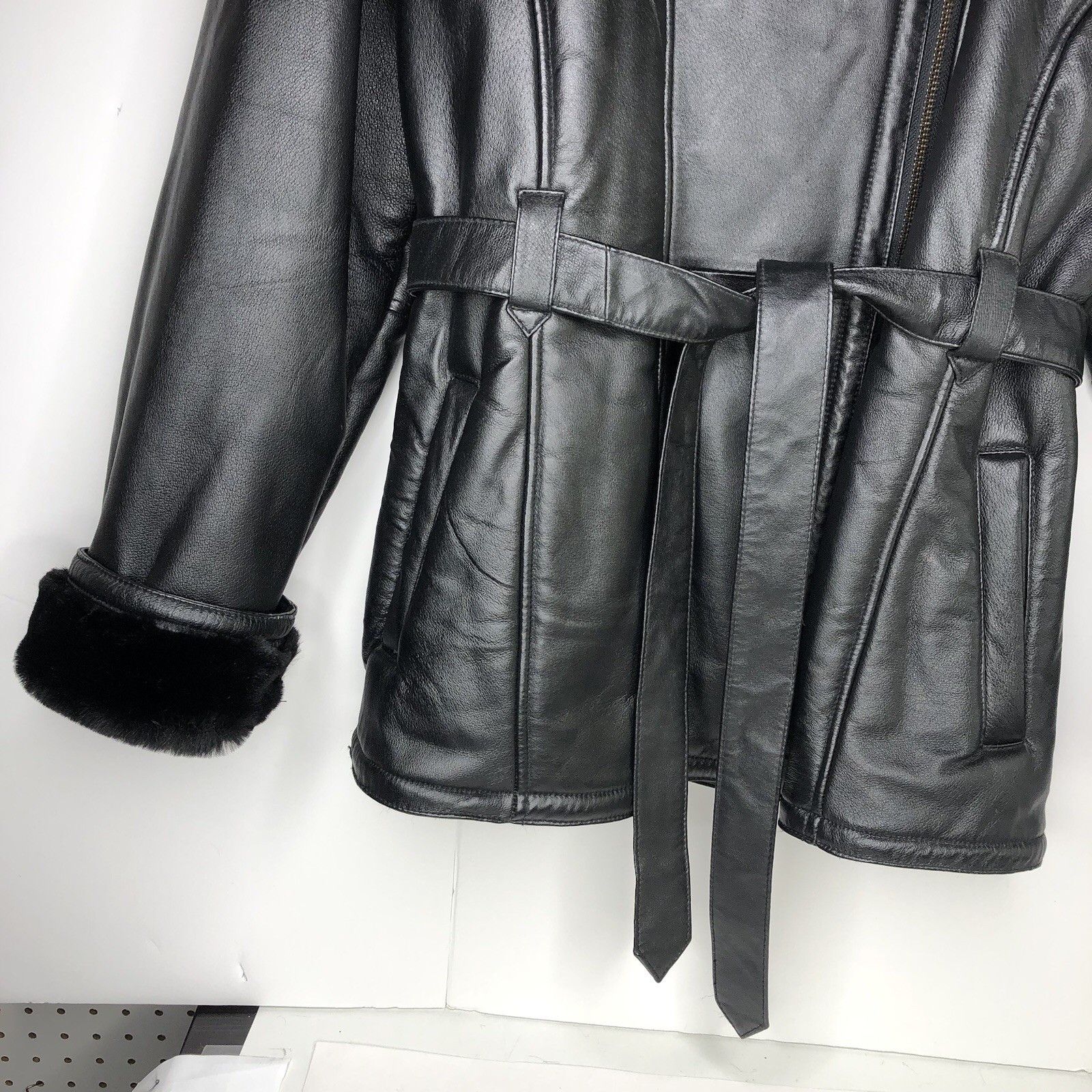 Wilsons Leather Wilsons 80s Women Black Leather Coat Jacket XL Full Fur Size XL / US 12-14 / IT 48-50 - 6 Thumbnail