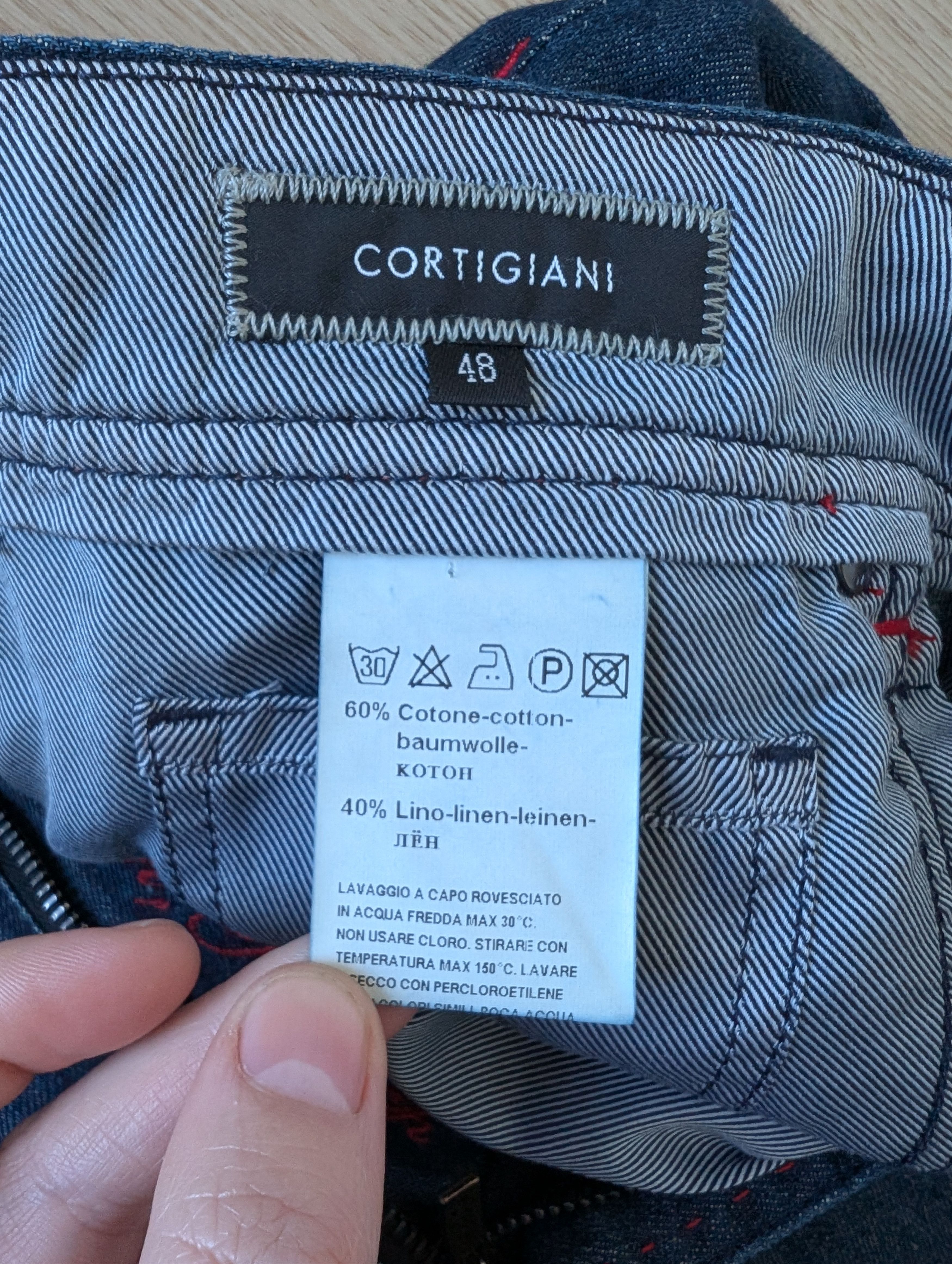 Cortigiani Cortigiani Luxury Handmade In Italy Blue Cotton Linen Jeans Size US 32 / EU 48 - 8 Thumbnail