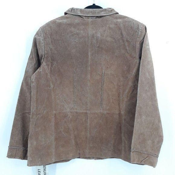 Vintage Vtg 80s JL Genuine Leather Jacket Sz 16W Brown Suede Braided Size XXL / US 16-18 / IT 52-54 - 3 Thumbnail