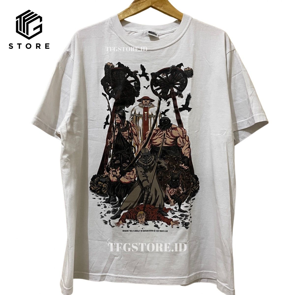 image of Anima x Tee Shirt Berserk Villain Hell’S Angels Anime Tee Manga T Shirt XL in White, Men's