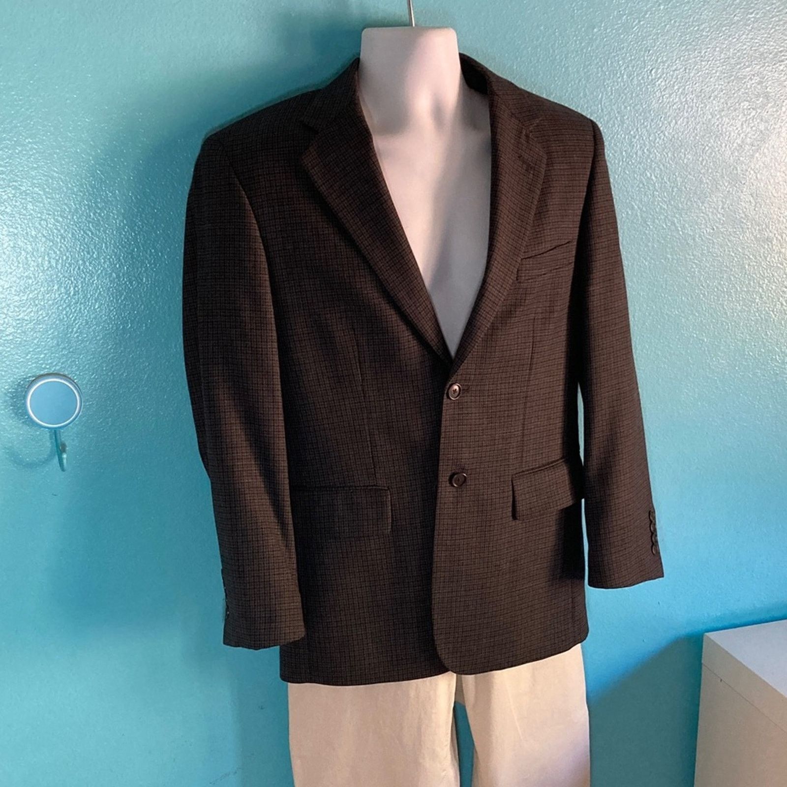 Pronto Uomo Pronto Uomo Mens Size 36 S Gray Herringbone Wool Blazer Size 36S - 1 Thumbnail