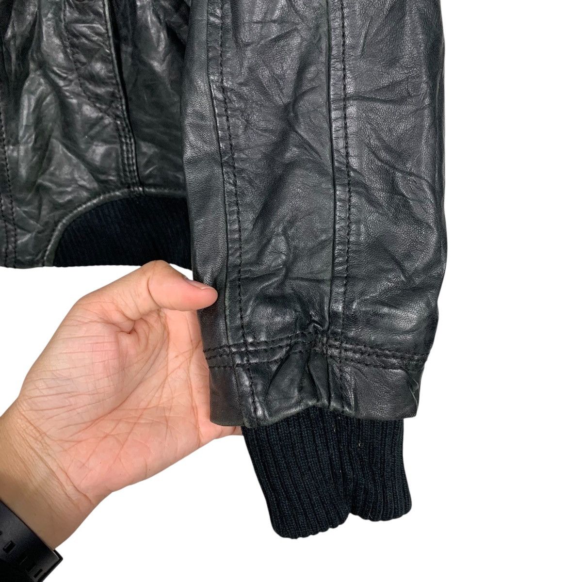 Tommy Hilfiger HILFIGER DENIM Sheepskin Leather Hooded Jacket #2561-C116 Size S / US 4 / IT 40 - 7 Thumbnail