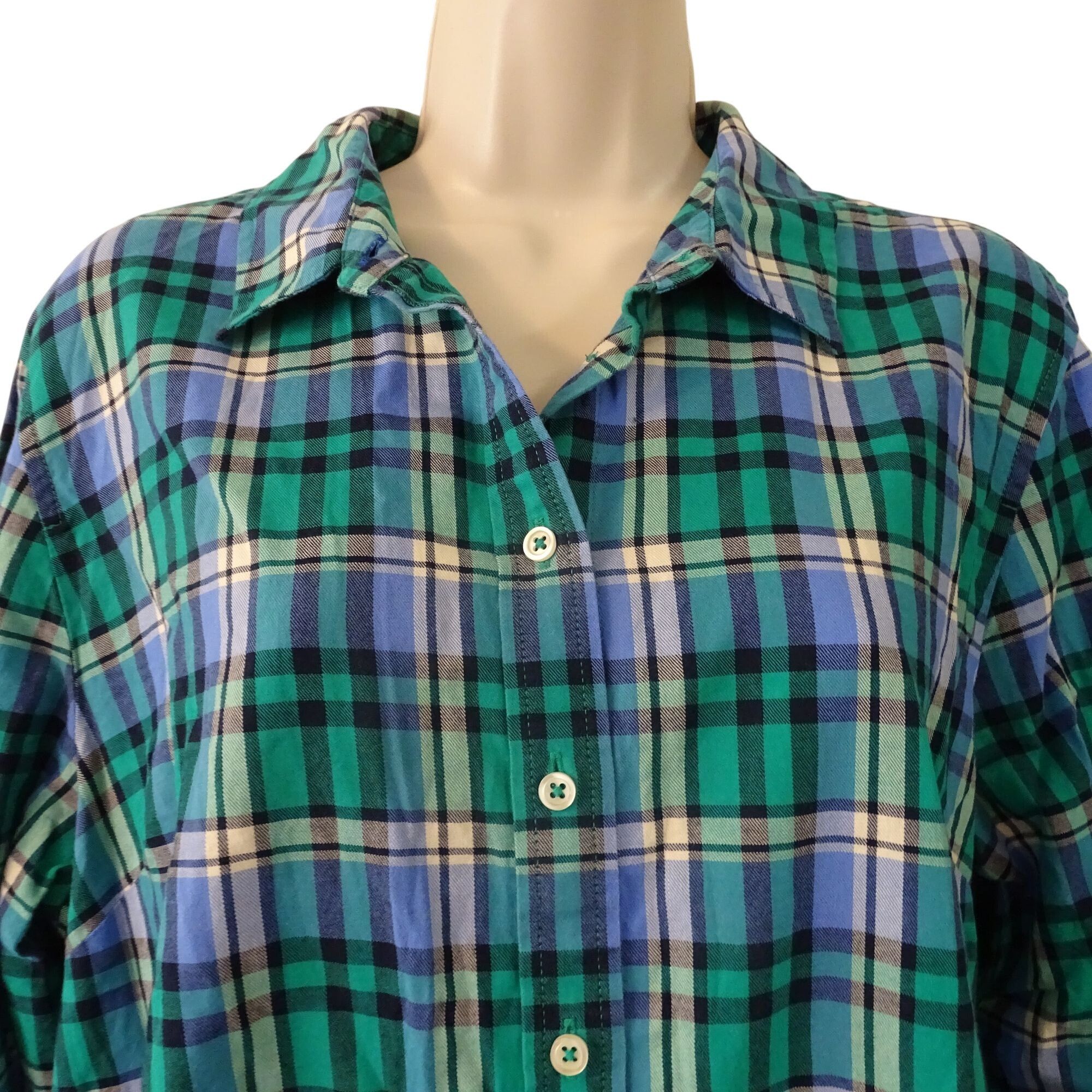 Talbots Talbots Women Green Plaid Button Up Shirt Petite Size XLP Size XL / US 12-14 / IT 48-50 - 1 Thumbnail