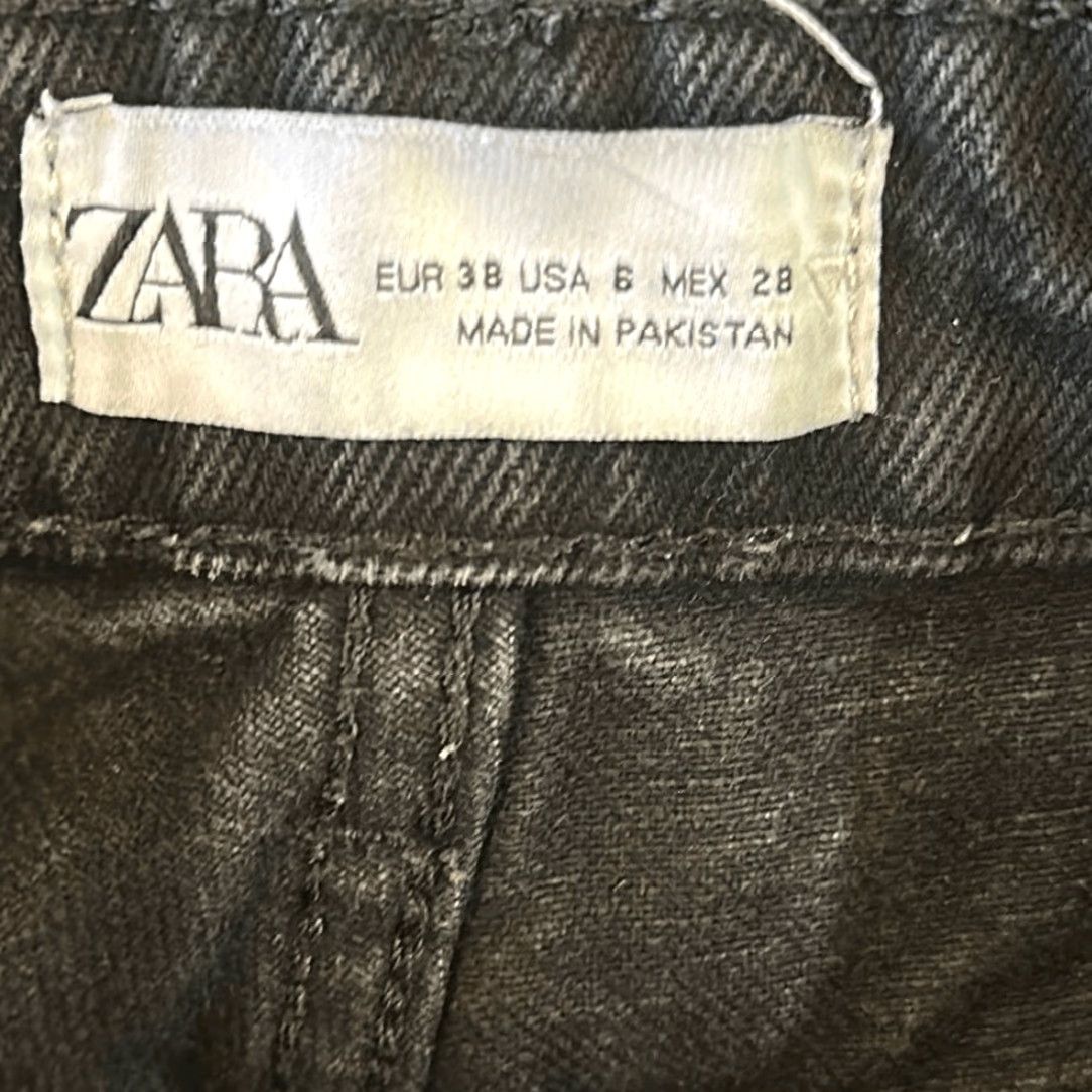 Zara ZARA Jeans Women High Rise Buttonfly Straight Black Size 6 Women’s Size 6 Black Straight Jeans Size 28" / US 6 / IT 42 - 7 Thumbnail
