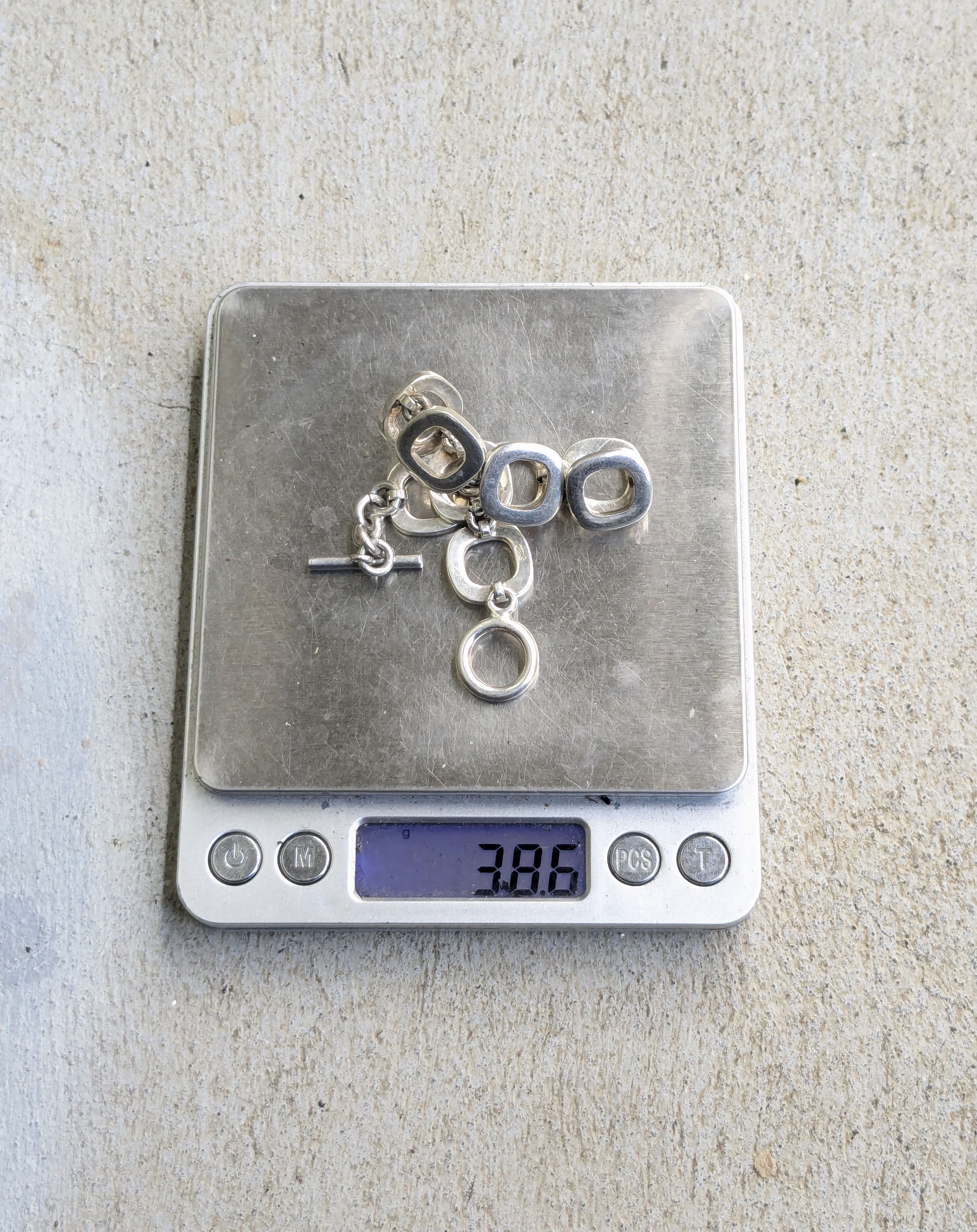 Jewelry Vintage Sterling Silver Bracelet Square Chain Link 7.25" Size ONE SIZE - 15 Thumbnail